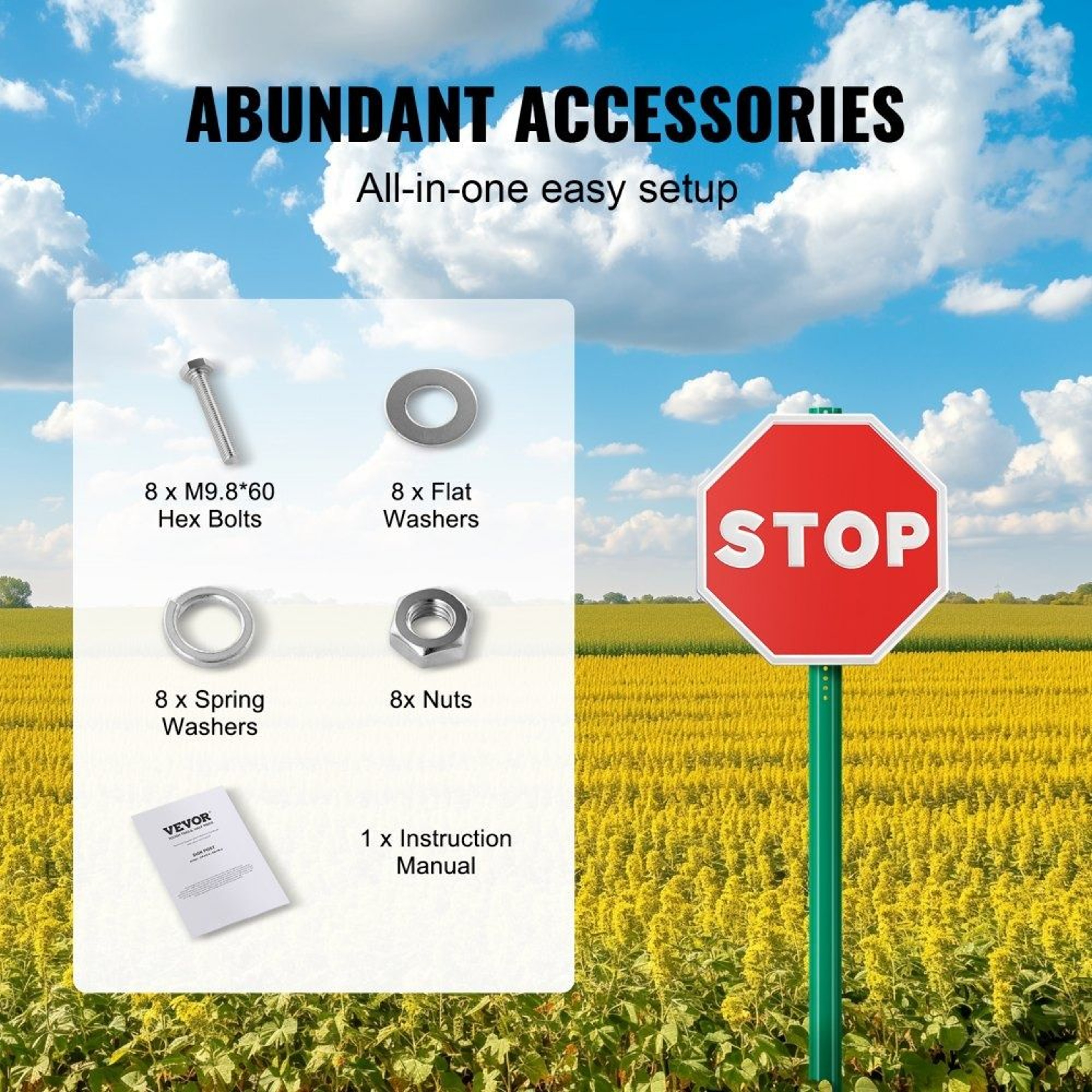 6FT Heavy Duty U Channel Sign Posts 4 Pack Galvanized Steel Outdoor Sign Holders 1
