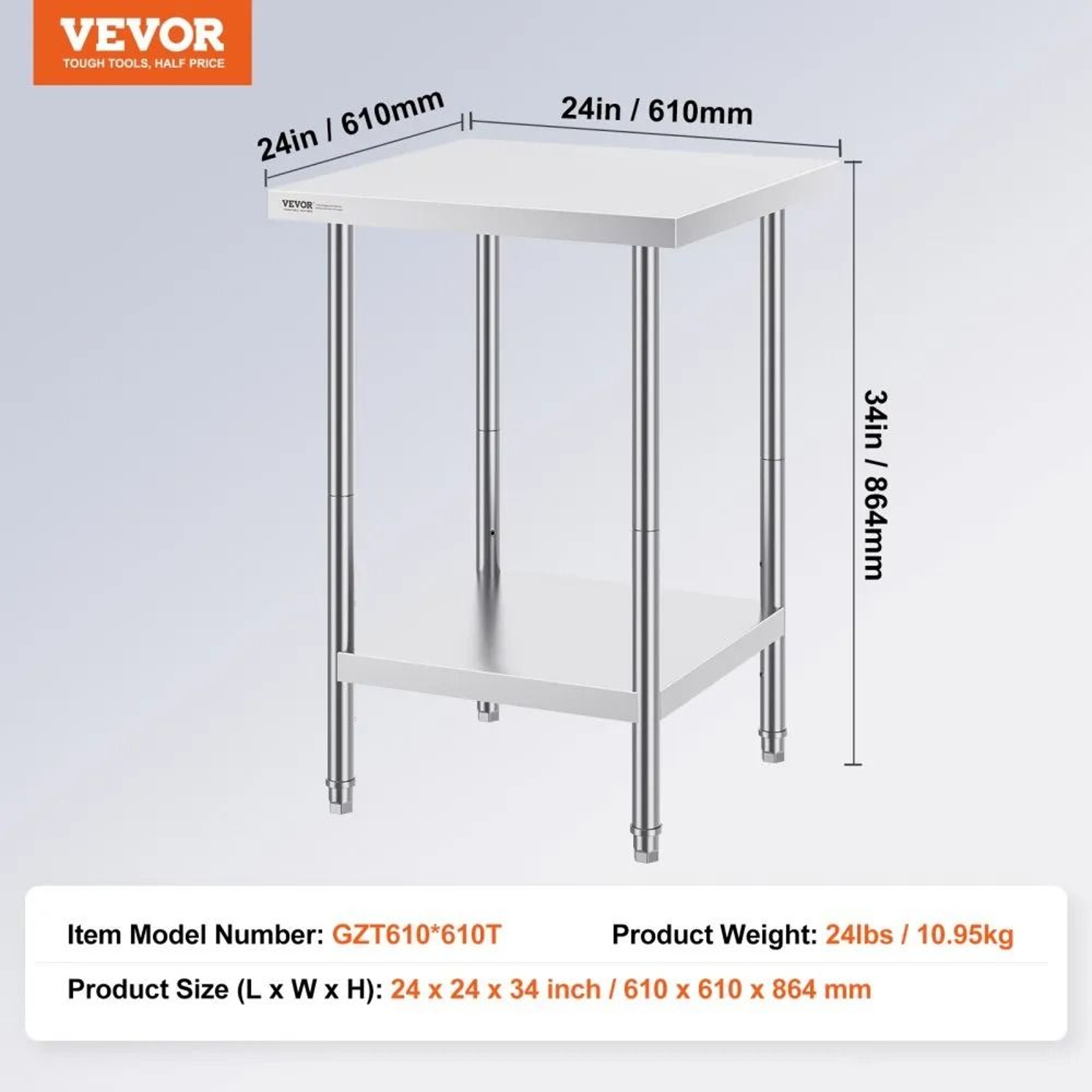 Heavy Duty Stainless Steel Prep Table With Adjustable Shelf And 700 Lb Capacity 7