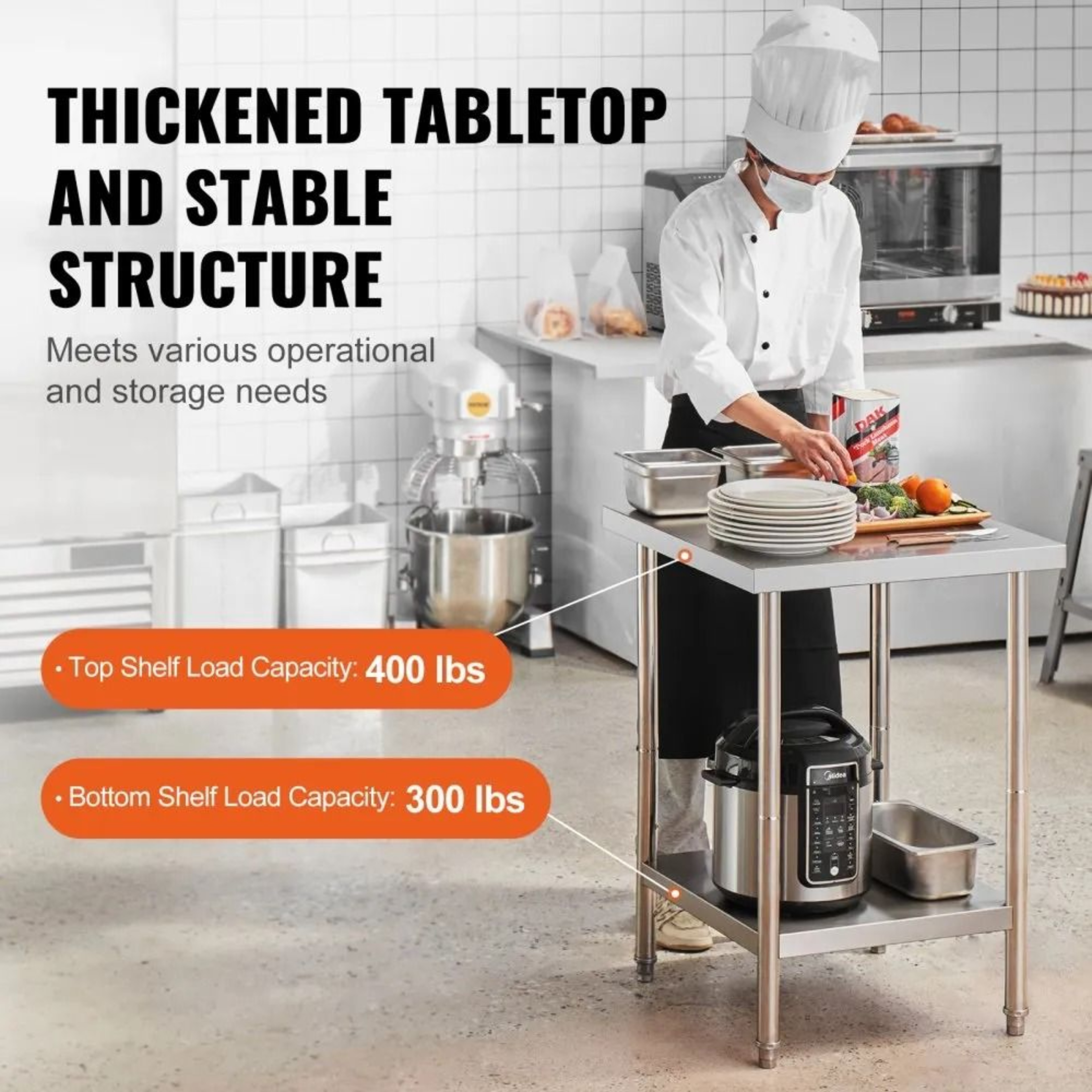 Heavy Duty Stainless Steel Prep Table With Adjustable Shelf And 700 Lb Capacity 5