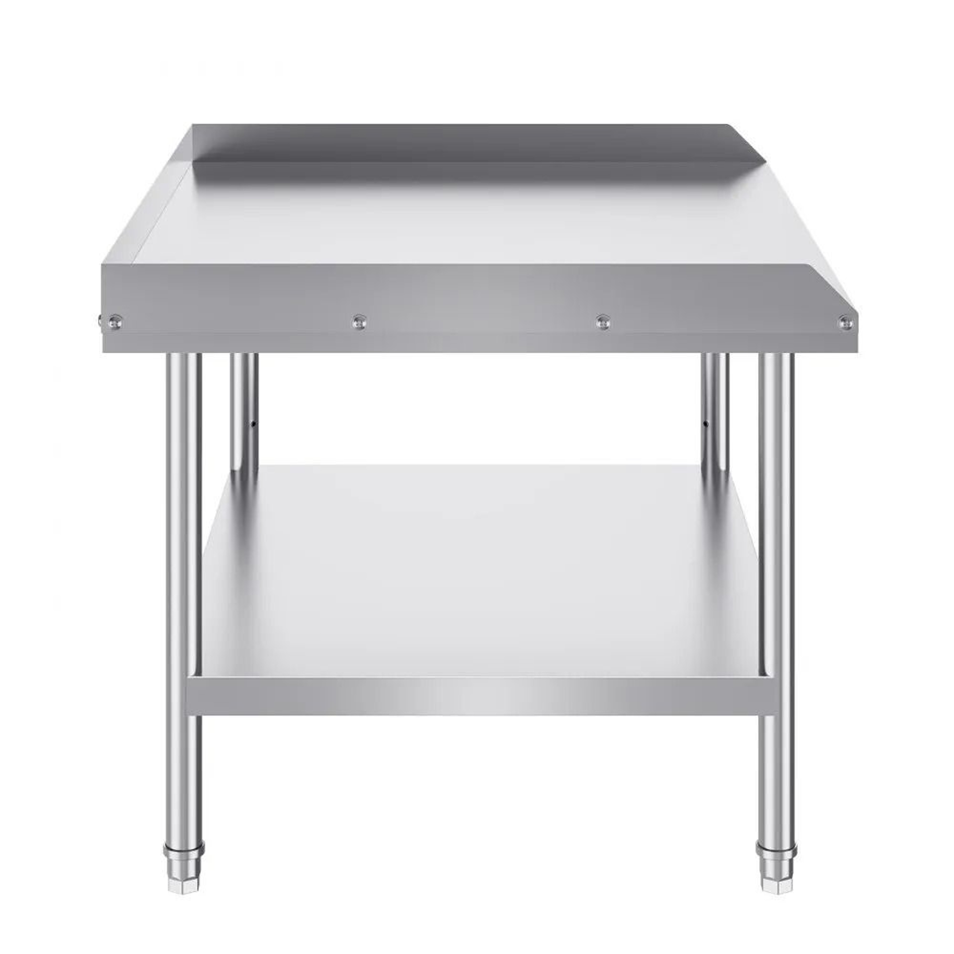Heavy Duty Stainless Steel Work Table With Adjustable Shelf And 3 Sided Backsplash 8