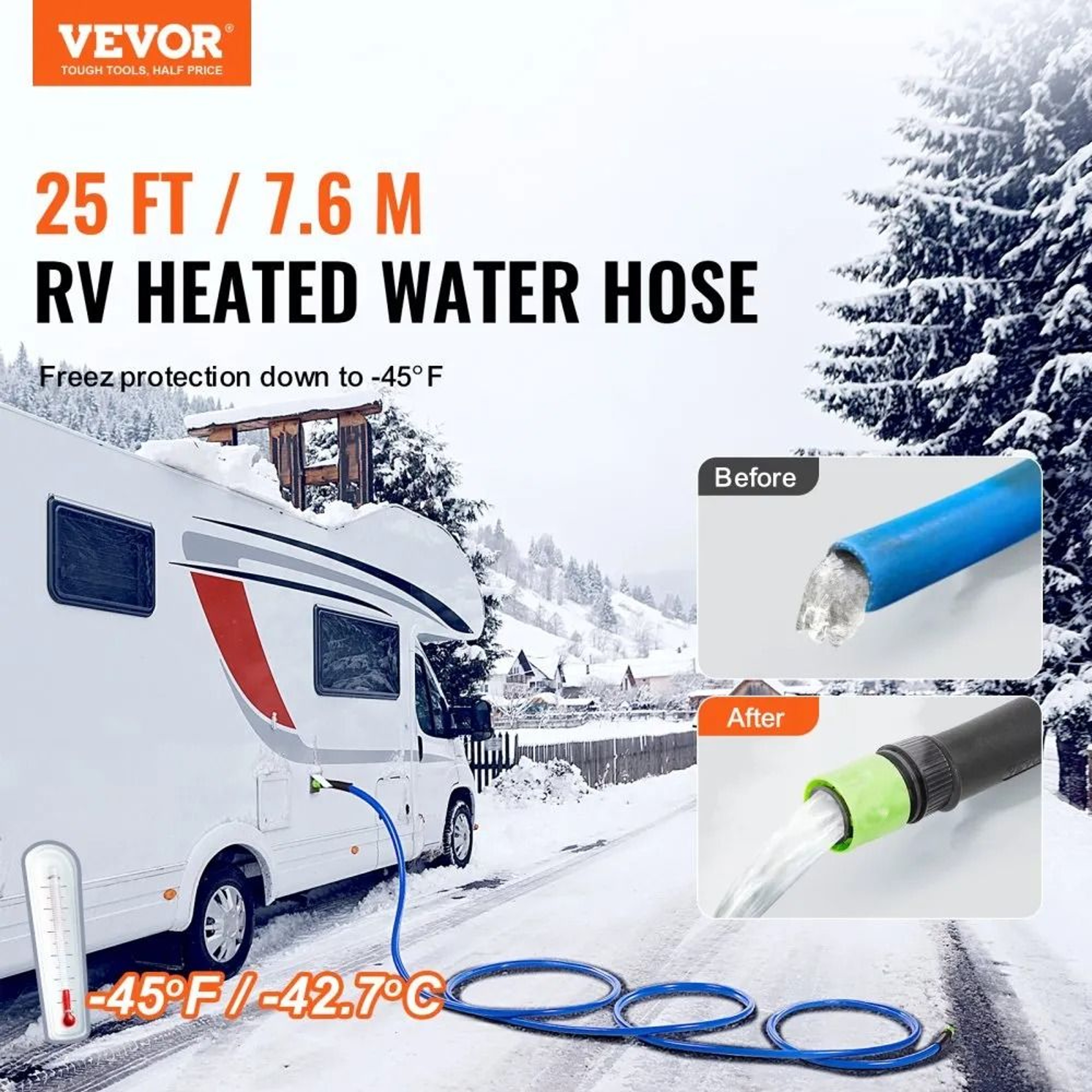 25 Ft Heated RV Water Hose With Freeze Protection And Drinking Water Safe Design 5