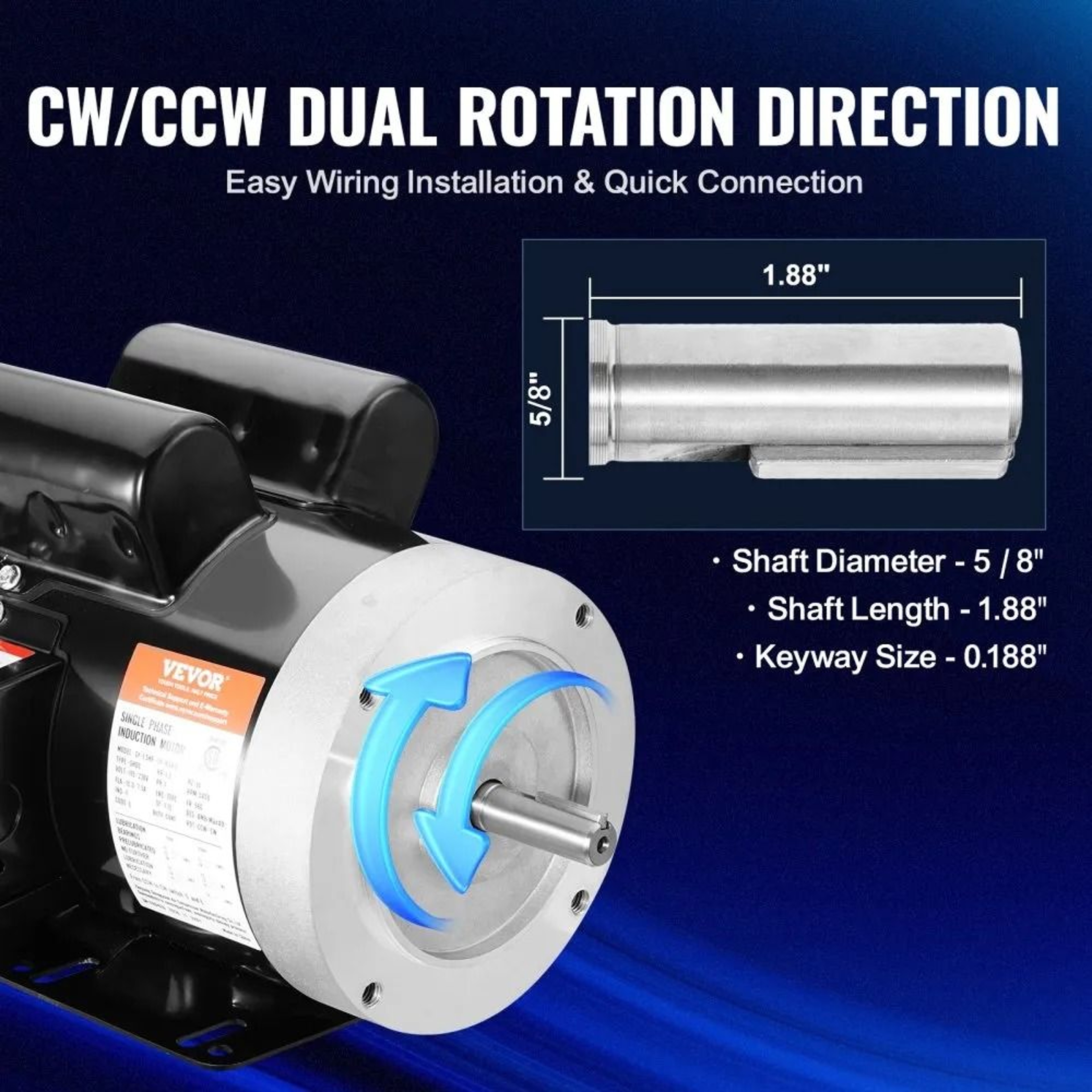 15 HP Electric Motor 3450 RPM Single Phase Motor With 56C Frame And Reversible Rotation 2