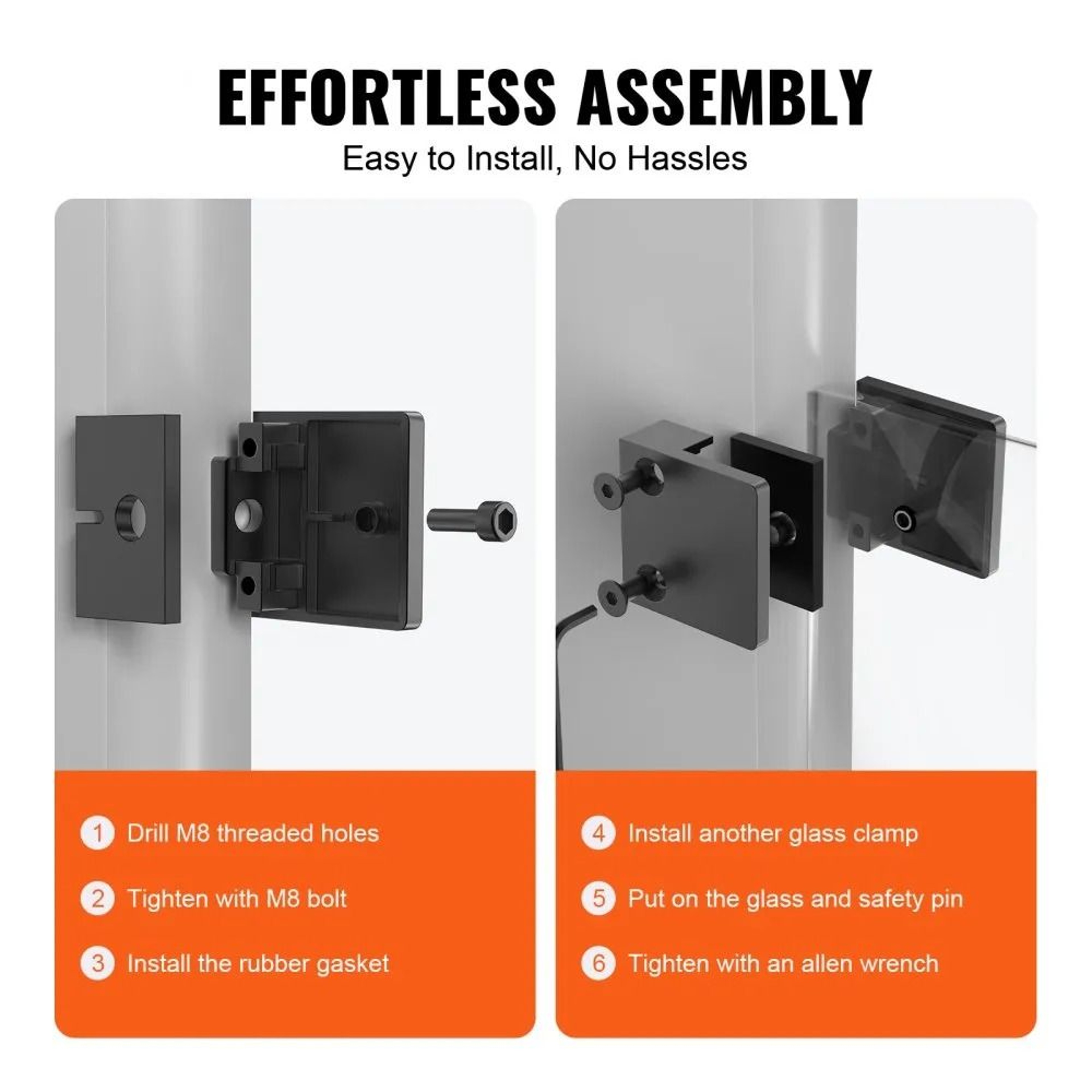 Square Glass Clamps For Railing And Shelves 304 Stainless Steel Adjustable Mounting Brackets 6