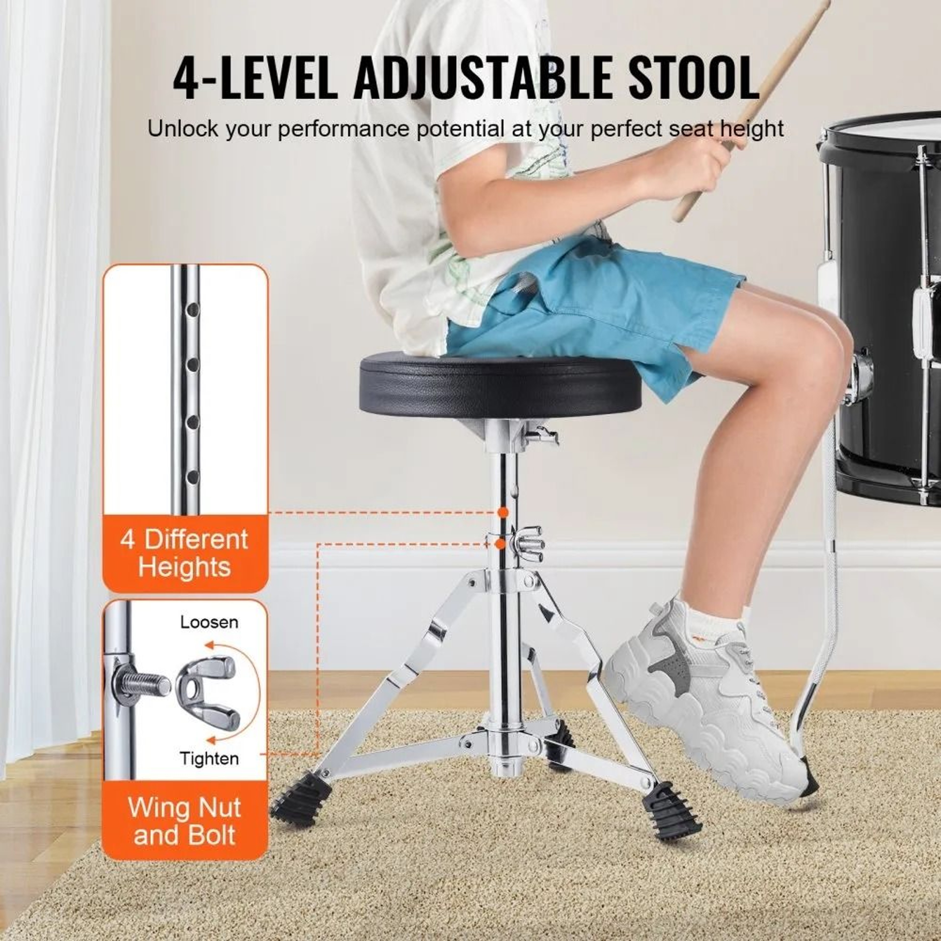 5 Piece Kids Drum Set With Adjustable Throne And Complete Beginner Drum Kit 1