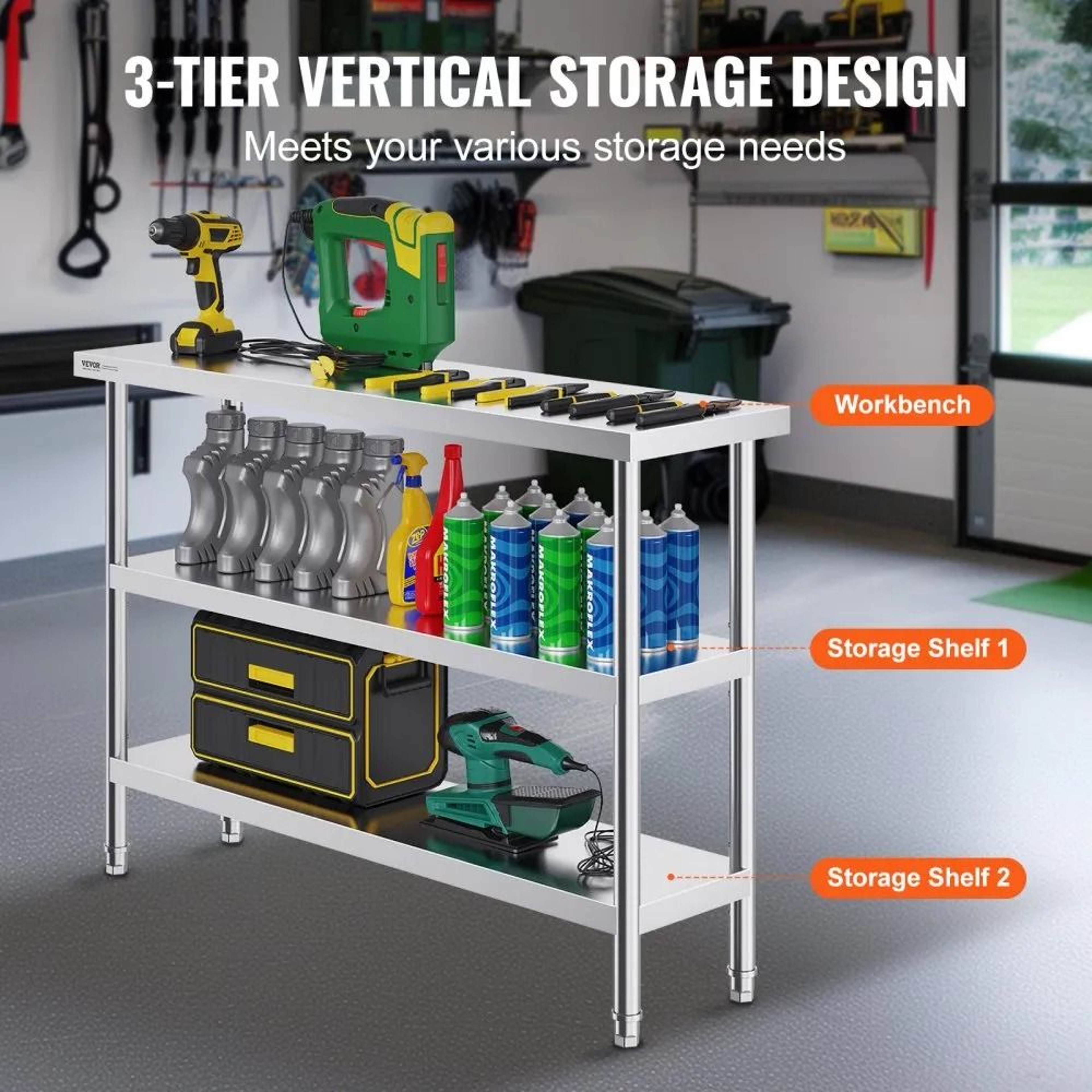 Stainless Steel Prep Table With Adjustable Shelves For Commercial Kitchens 4