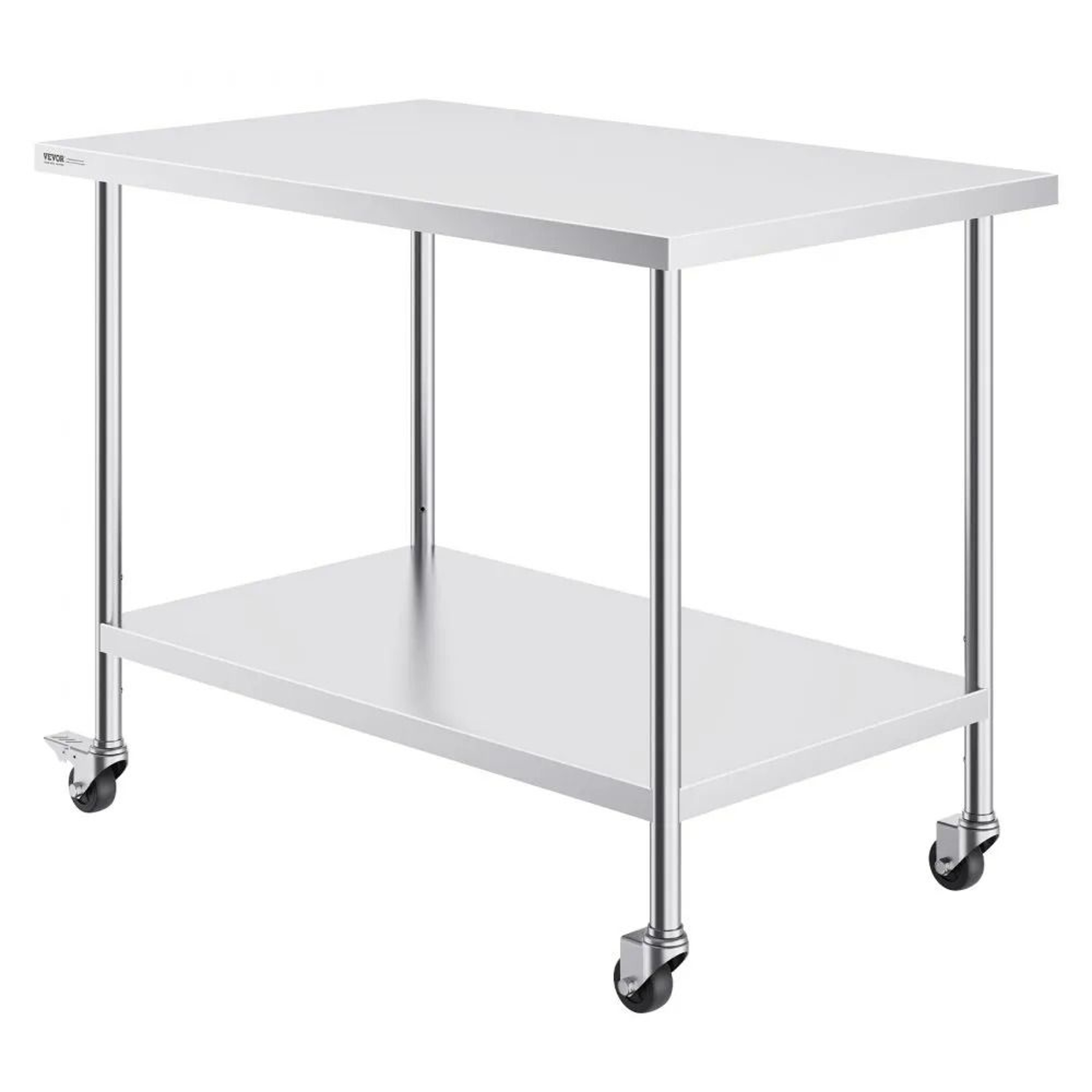 Stainless Steel Work Table With Wheels And Adjustable Shelf For Commercial Kitchens 7