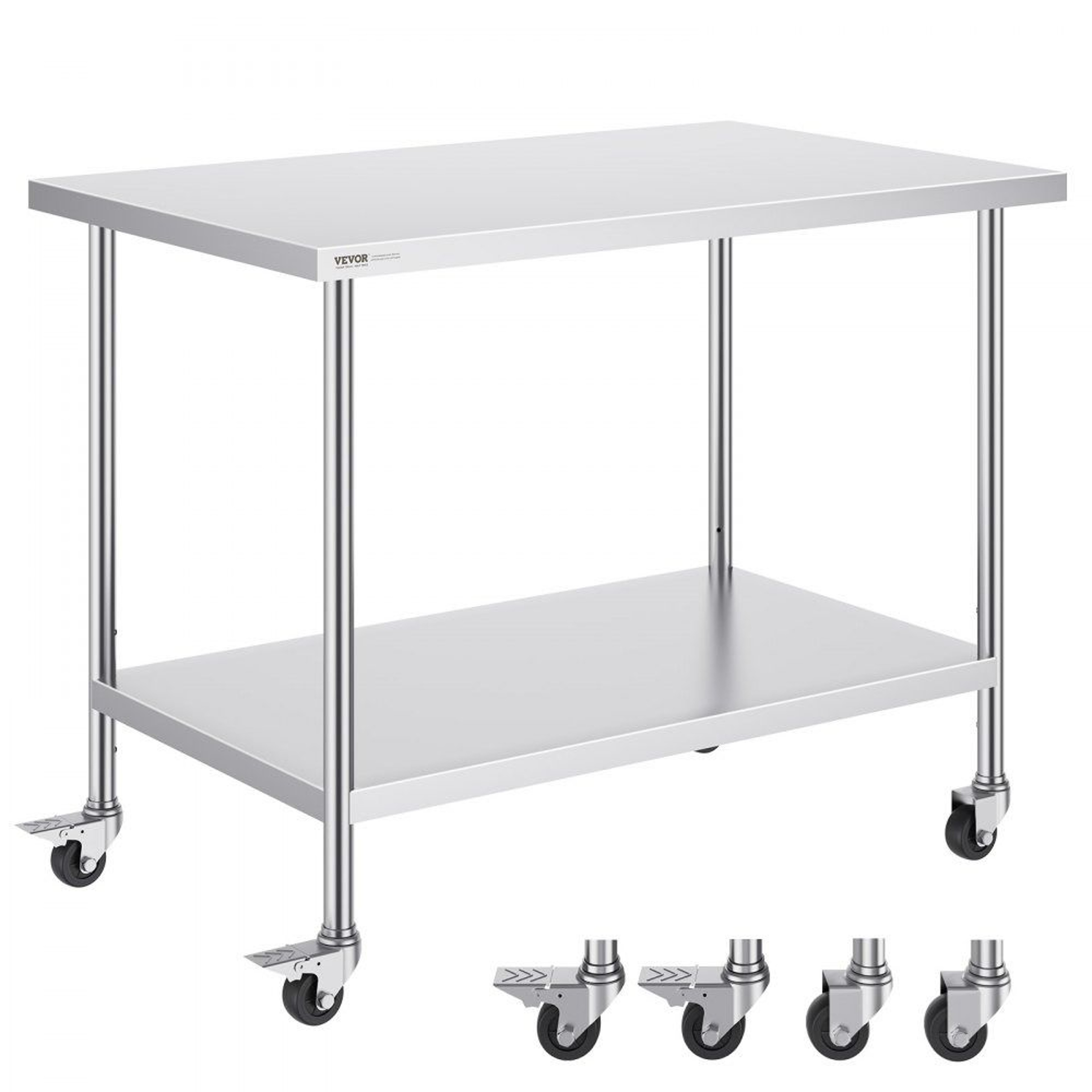 Stainless Steel Work Table With Wheels And Adjustable Shelf For Commercial Kitchens 0