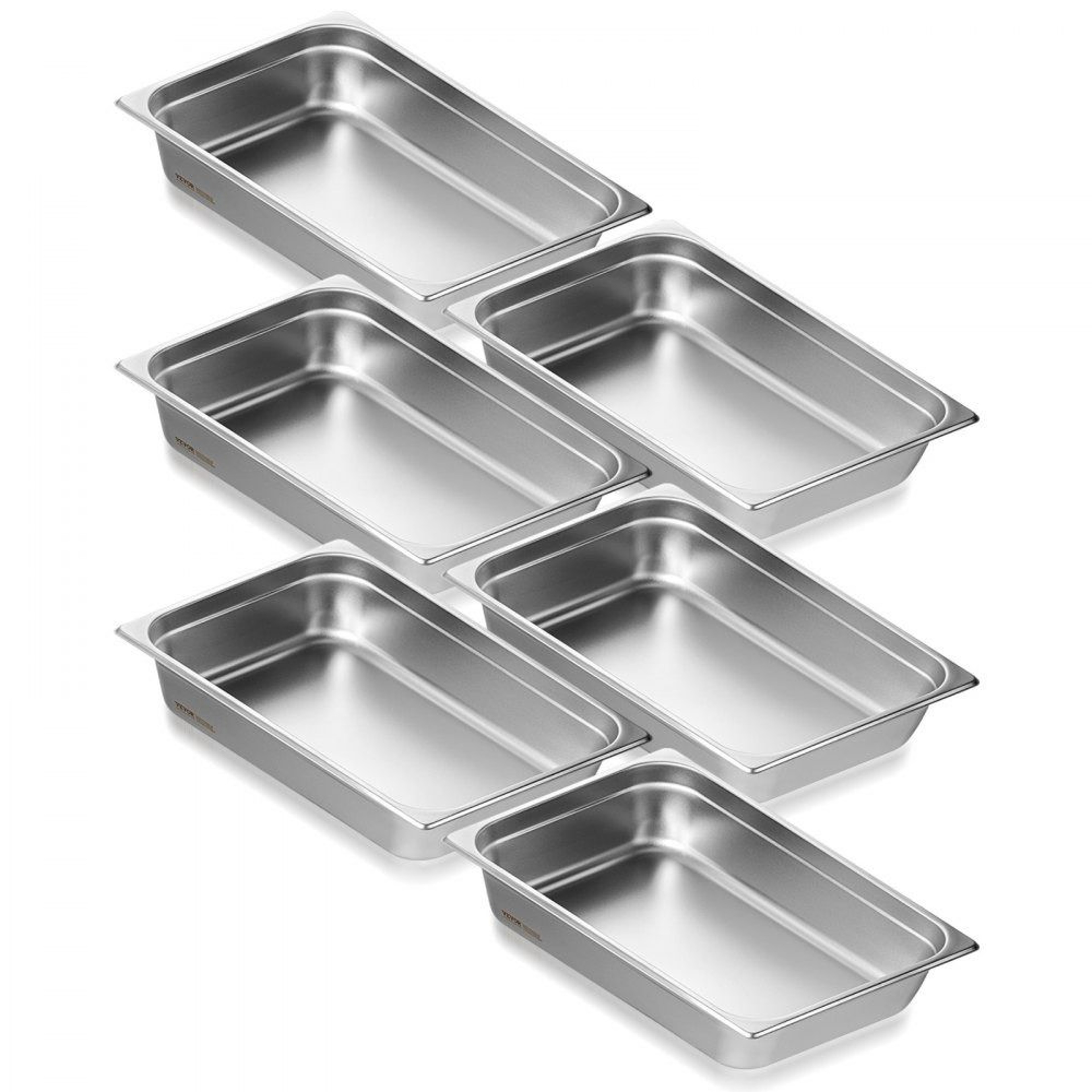 Full Size Stainless Steel Hotel Pans 6 Pack Anti Jam Steam Table Pans 0