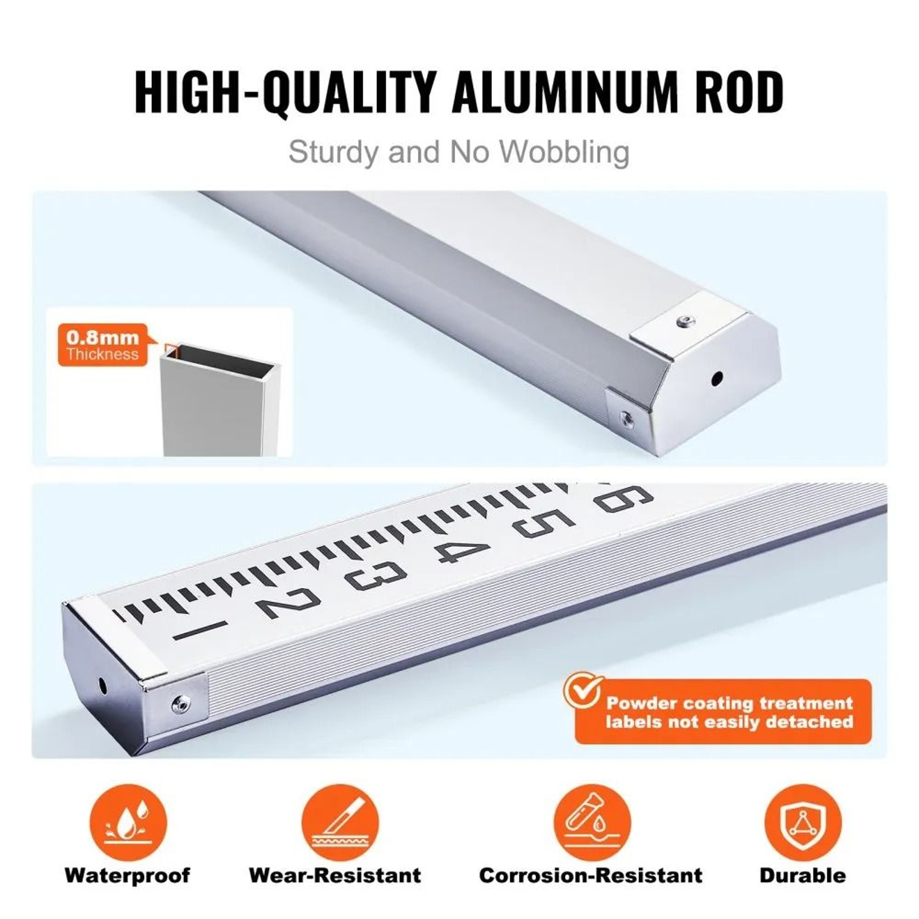 16 Foot Aluminum Grade Rod Telescopic Survey Rod With Bubble Level 4