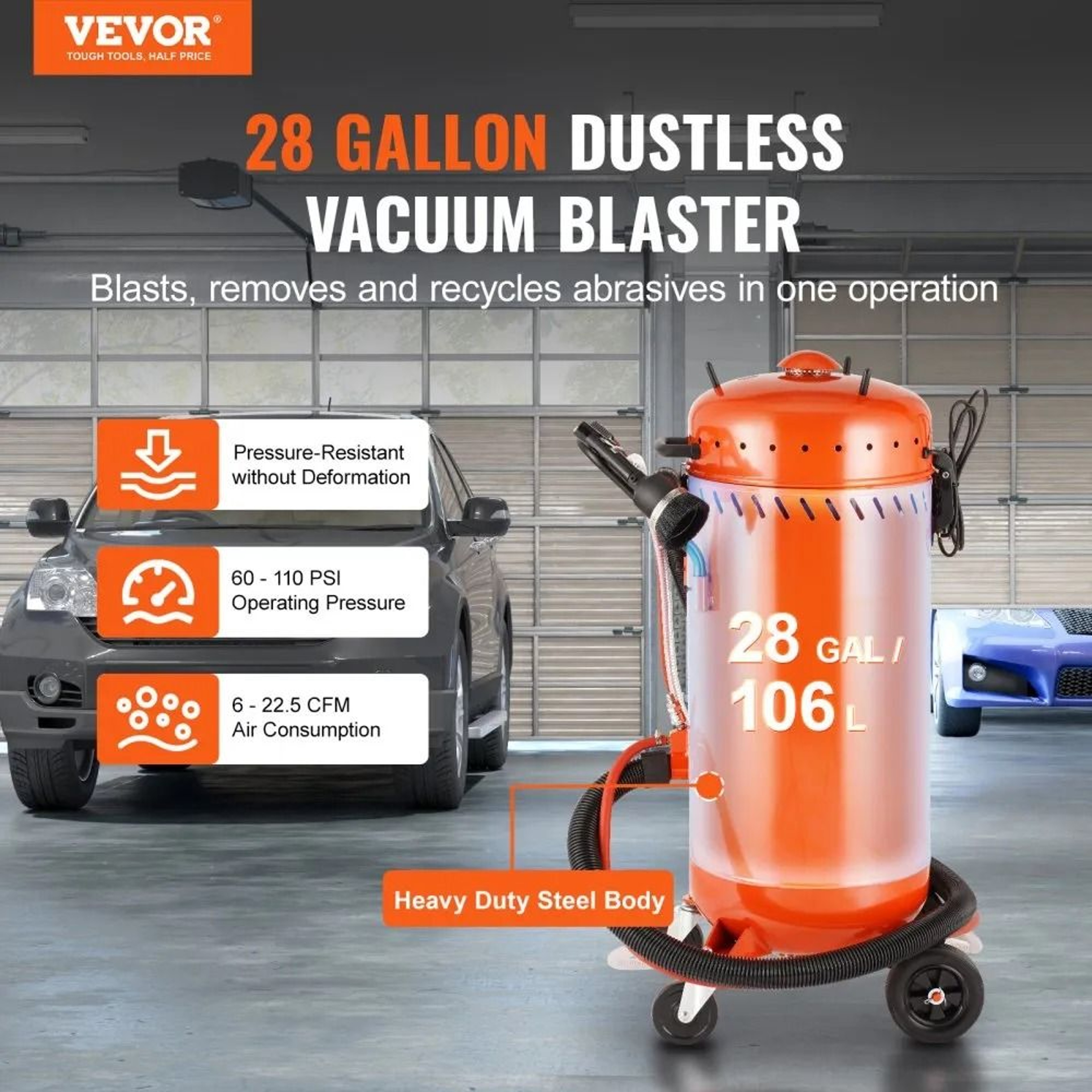 28 Gallon Vacuum Sand Blaster With Dust Control And Abrasive Recovery System 1