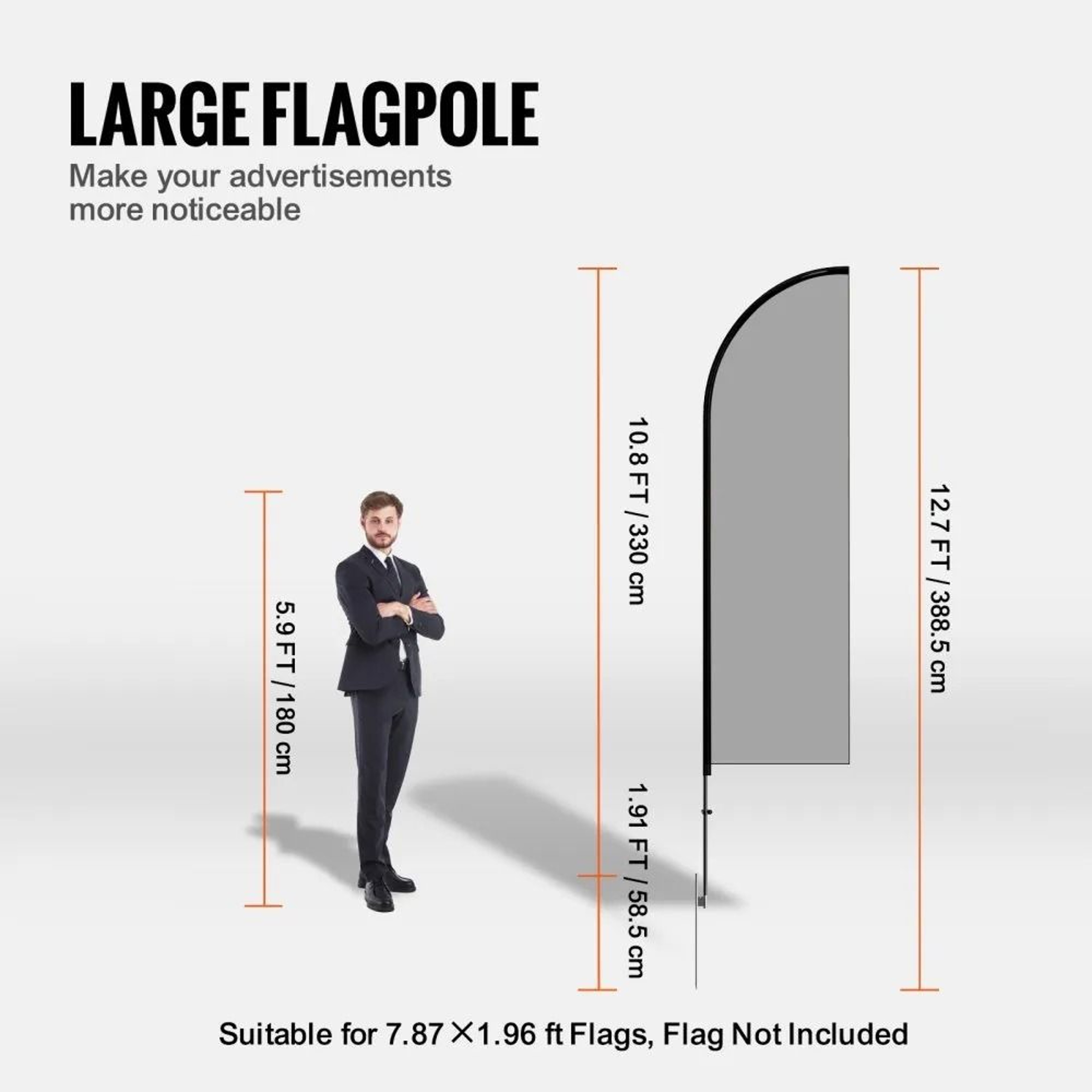 127 Ft Feather Flag Pole Kit 2 Pack Swooper Advertising Poles With Ground Stakes And Carrying Bag 5
