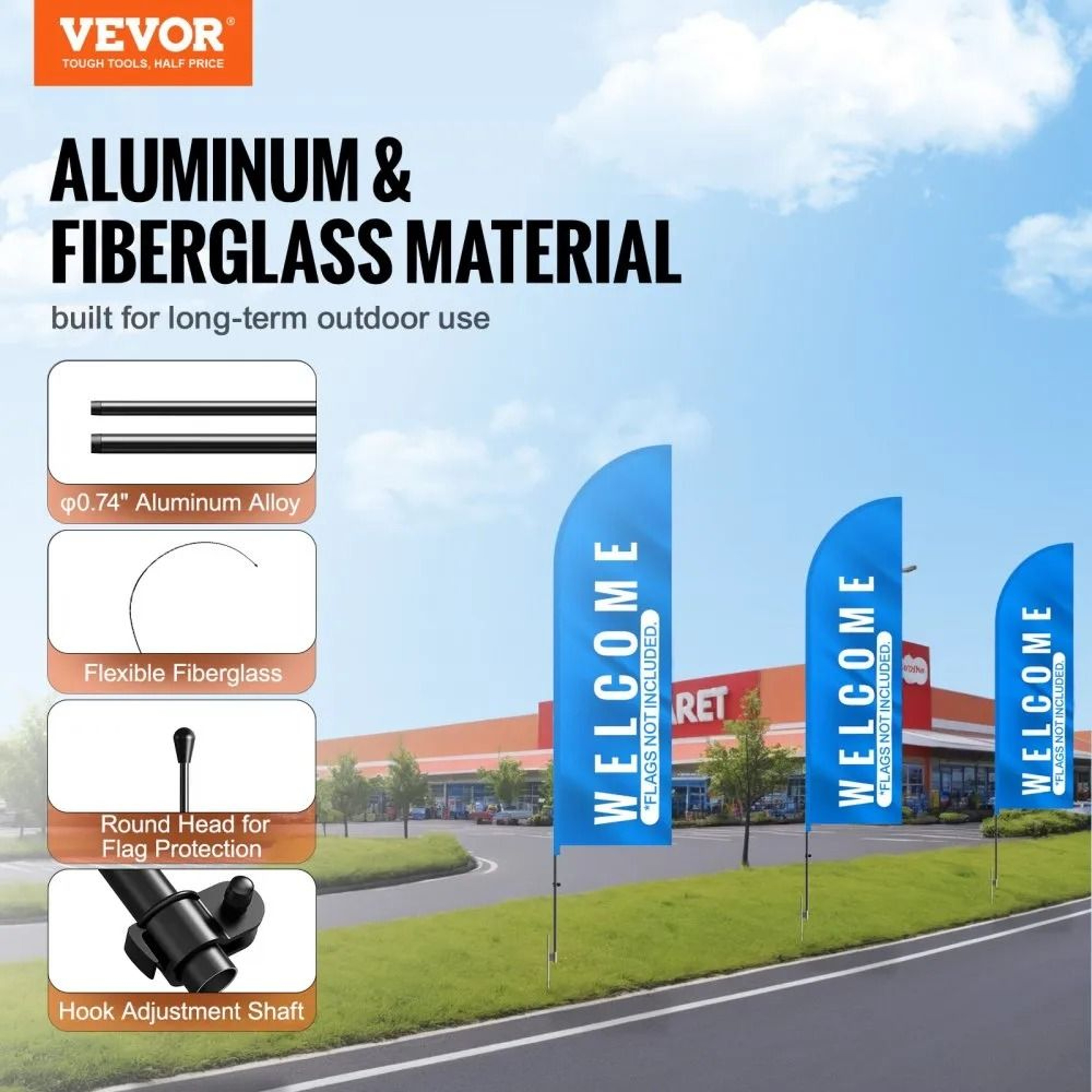 127 Ft Feather Flag Pole Kit 2 Pack Swooper Advertising Poles With Ground Stakes And Carrying Bag 2