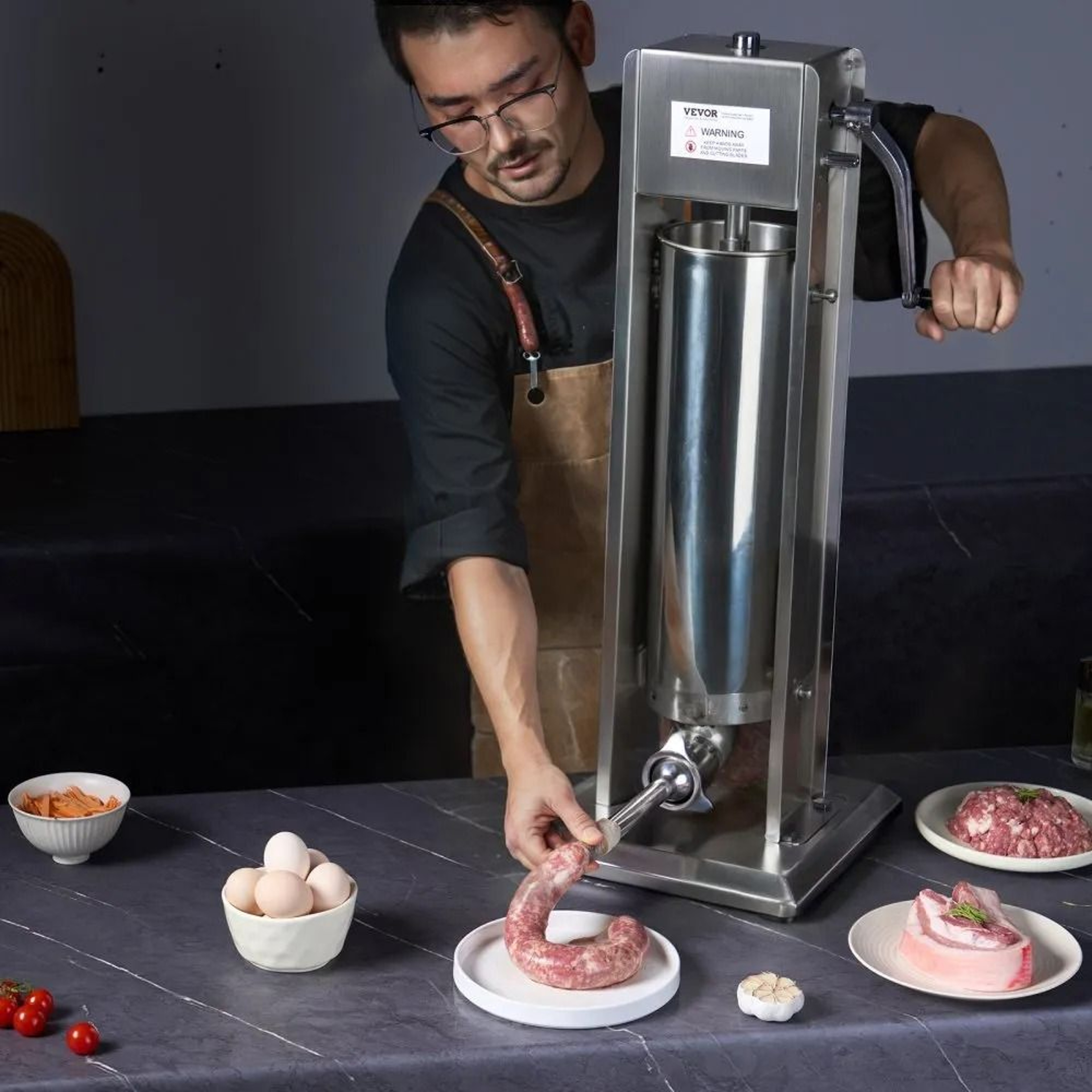 7L Manual Sausage Stuffer With Dual Speed And Stainless Steel Stuffing Tubes 6