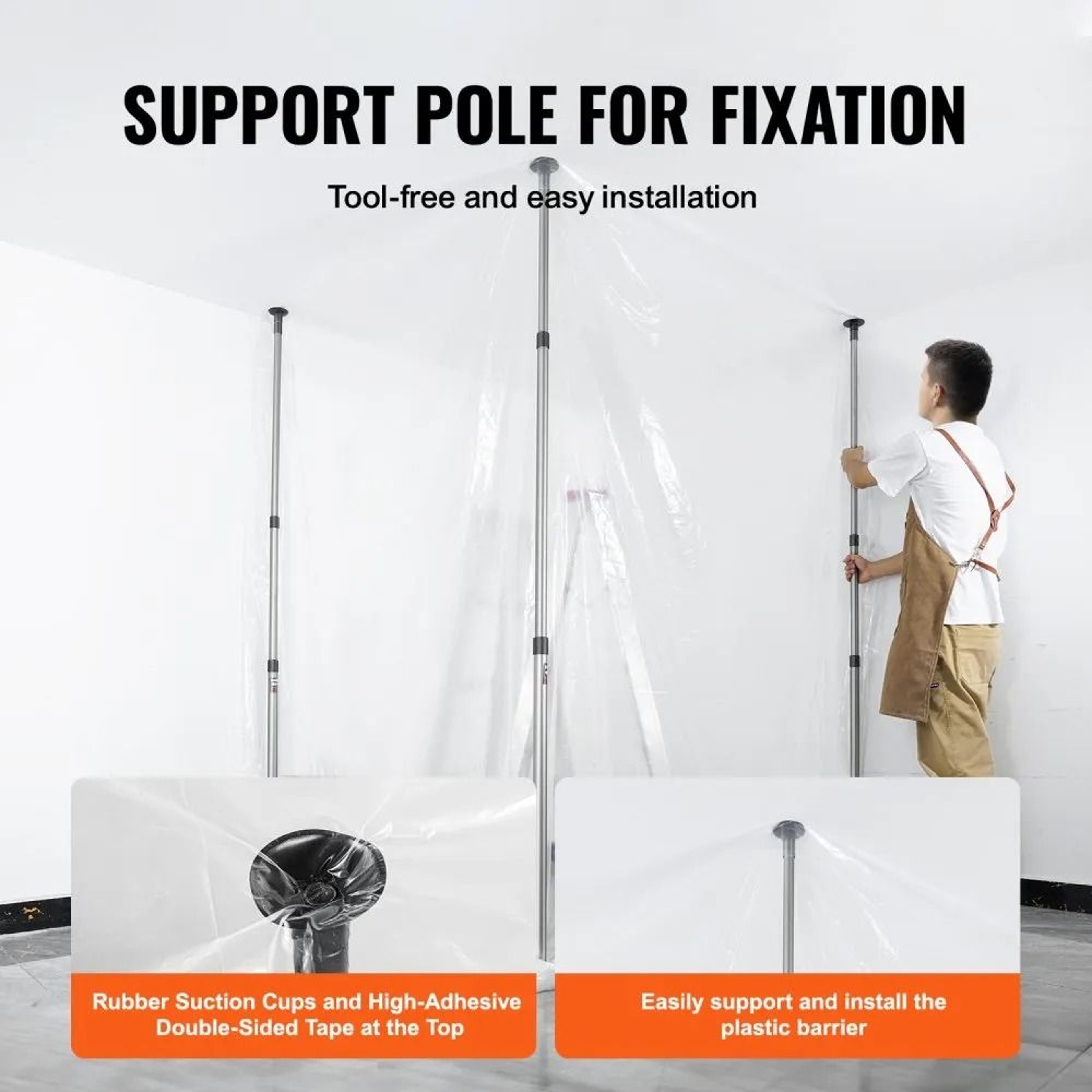 Dust Barrier Pole System With 12 Ft Telescoping Poles And Plastic Sheet 2