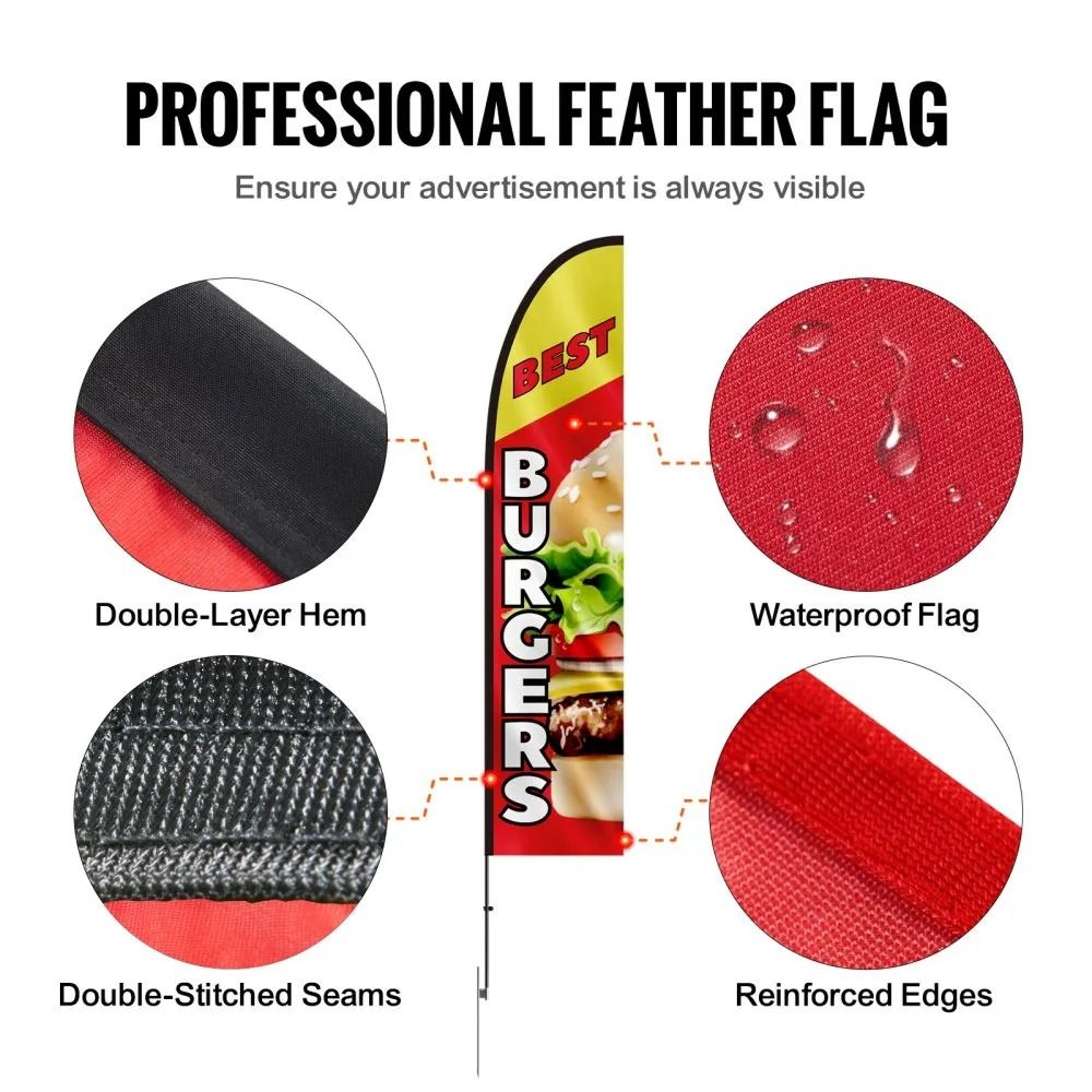 Burger Restaurant Feather Flag Kit High Visibility Outdoor Advertising Flag 5