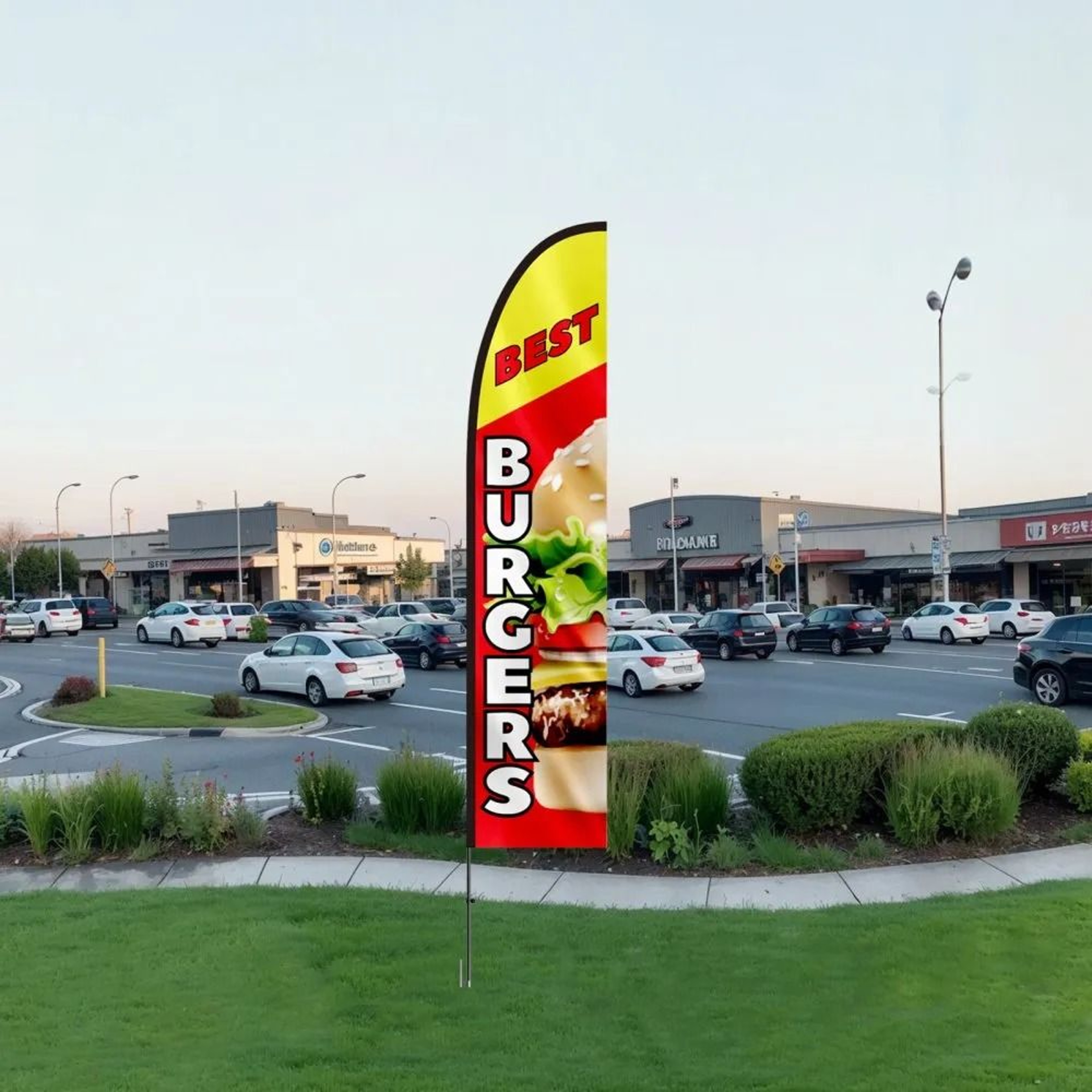 Burger Restaurant Feather Flag Kit High Visibility Outdoor Advertising Flag 6