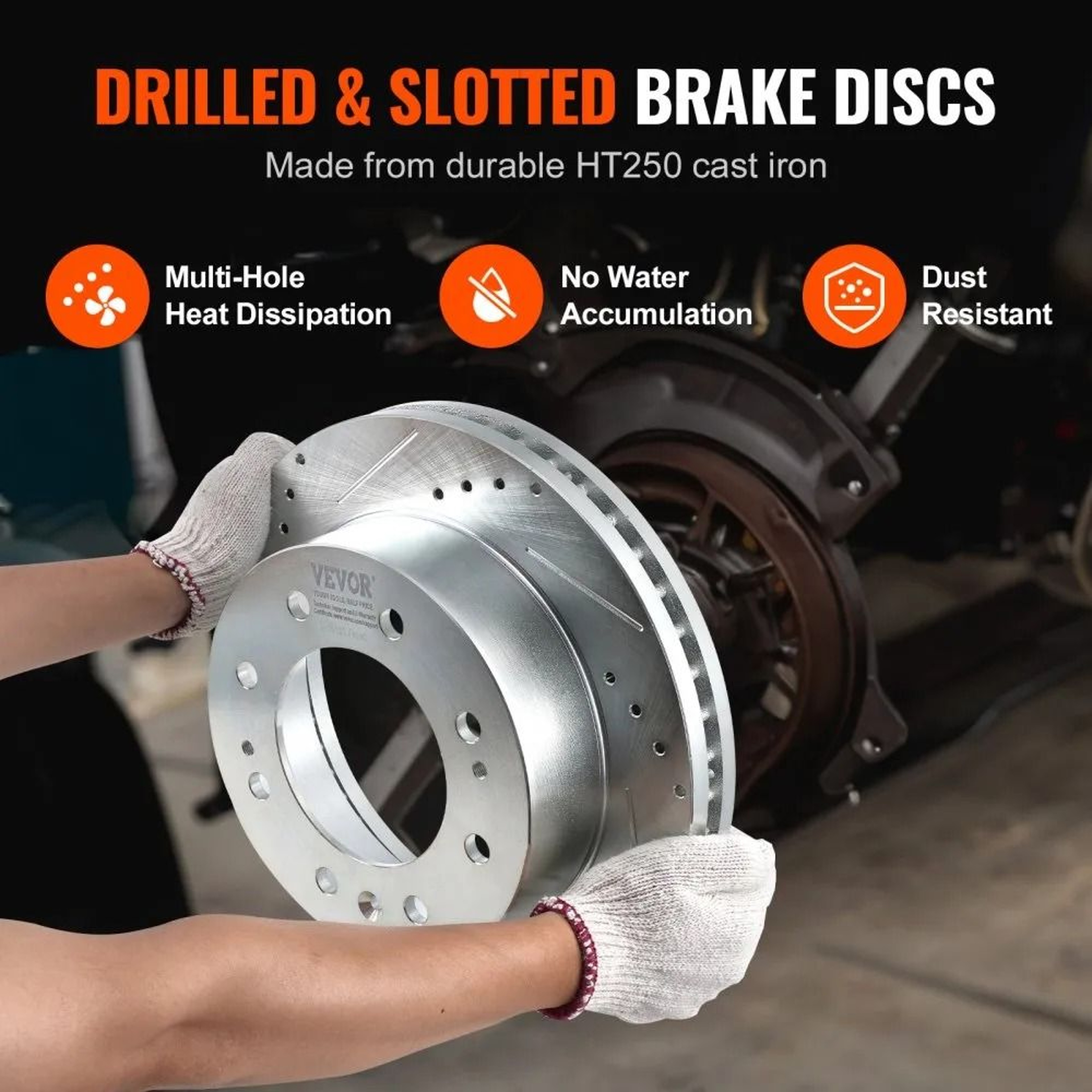 Heavy Duty Front Brake Kit With Drilled Slotted Rotors And Ceramic Brake Pads 3