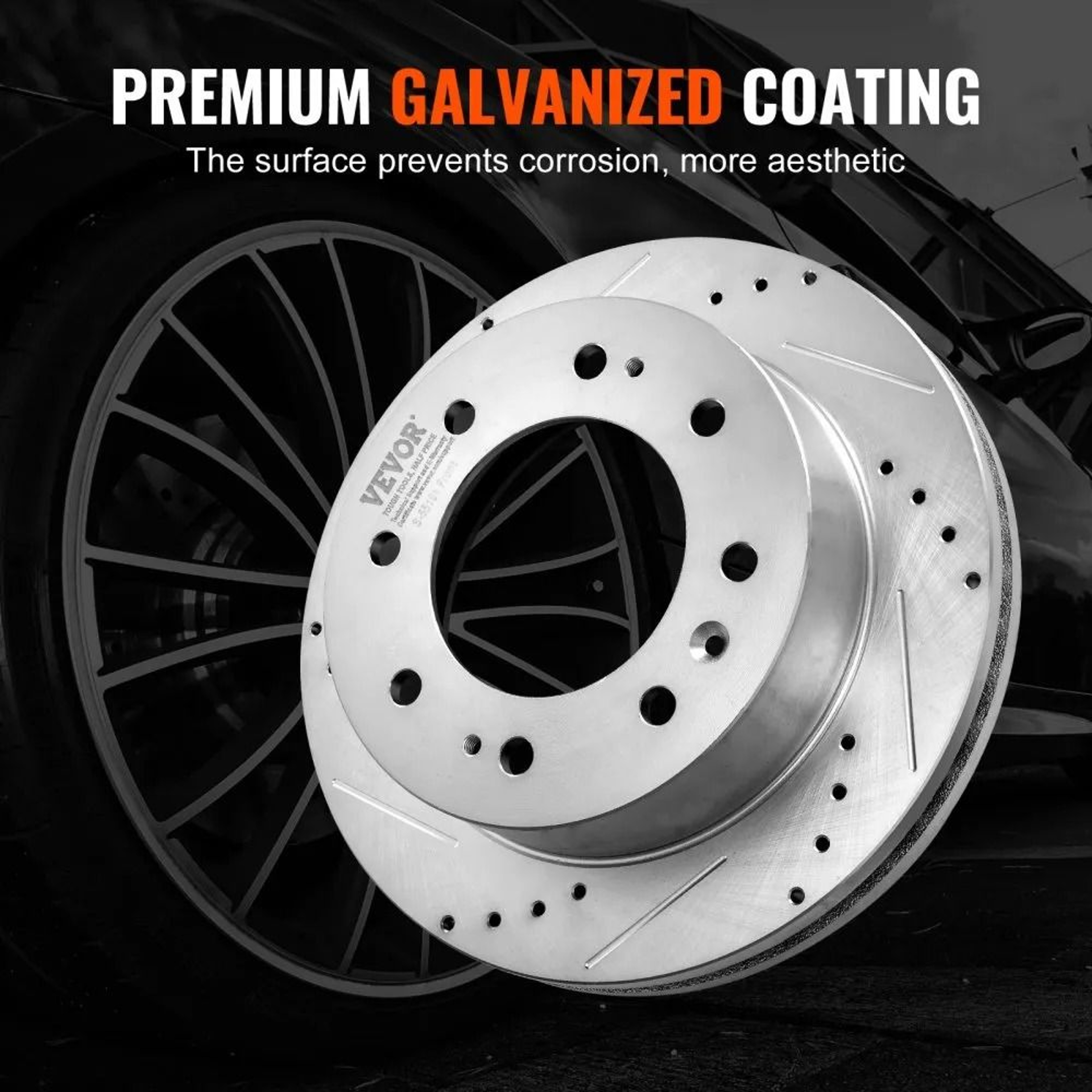 Heavy Duty Front Brake Kit With Drilled Slotted Rotors And Ceramic Brake Pads 2