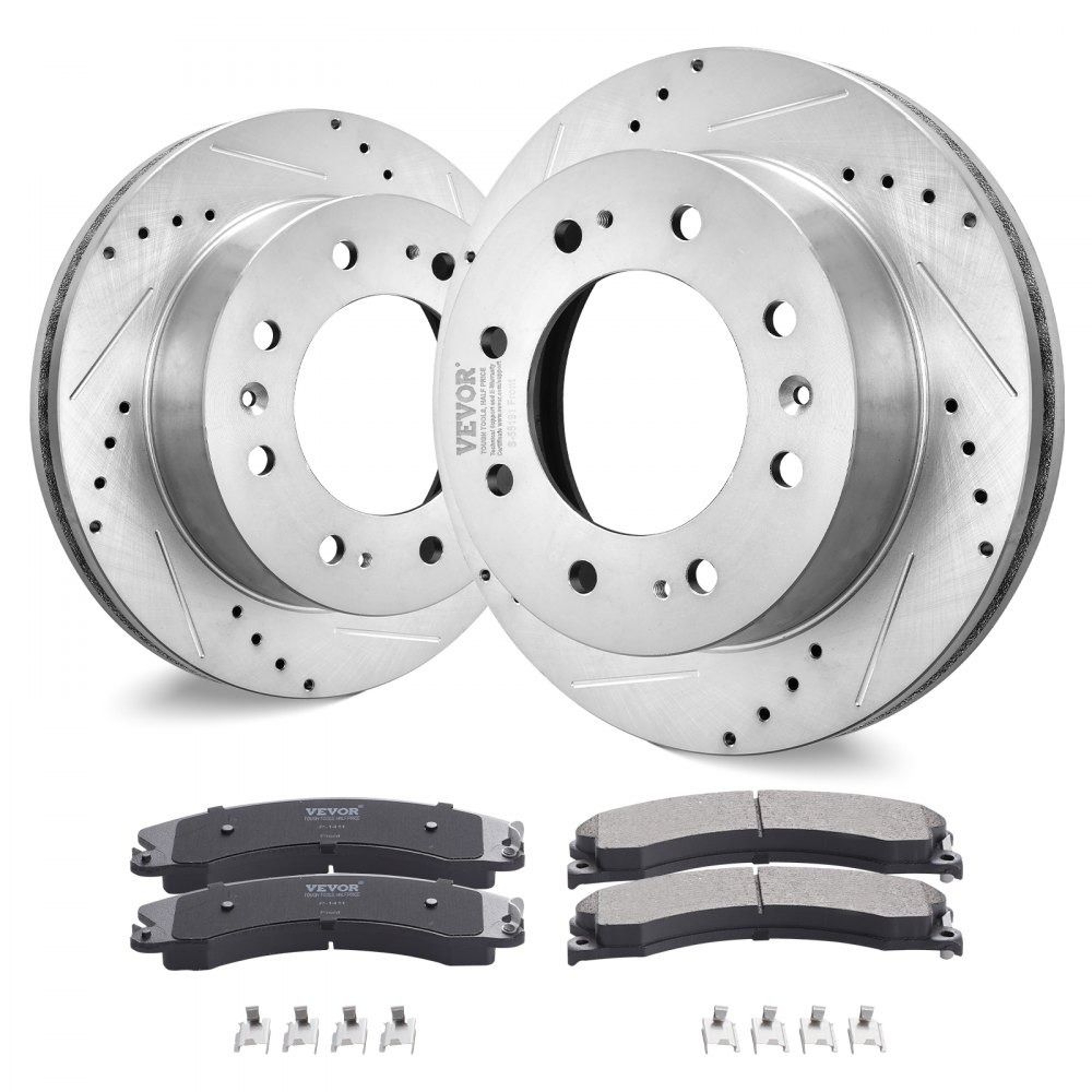Heavy Duty Front Brake Kit With Drilled Slotted Rotors And Ceramic Brake Pads 0