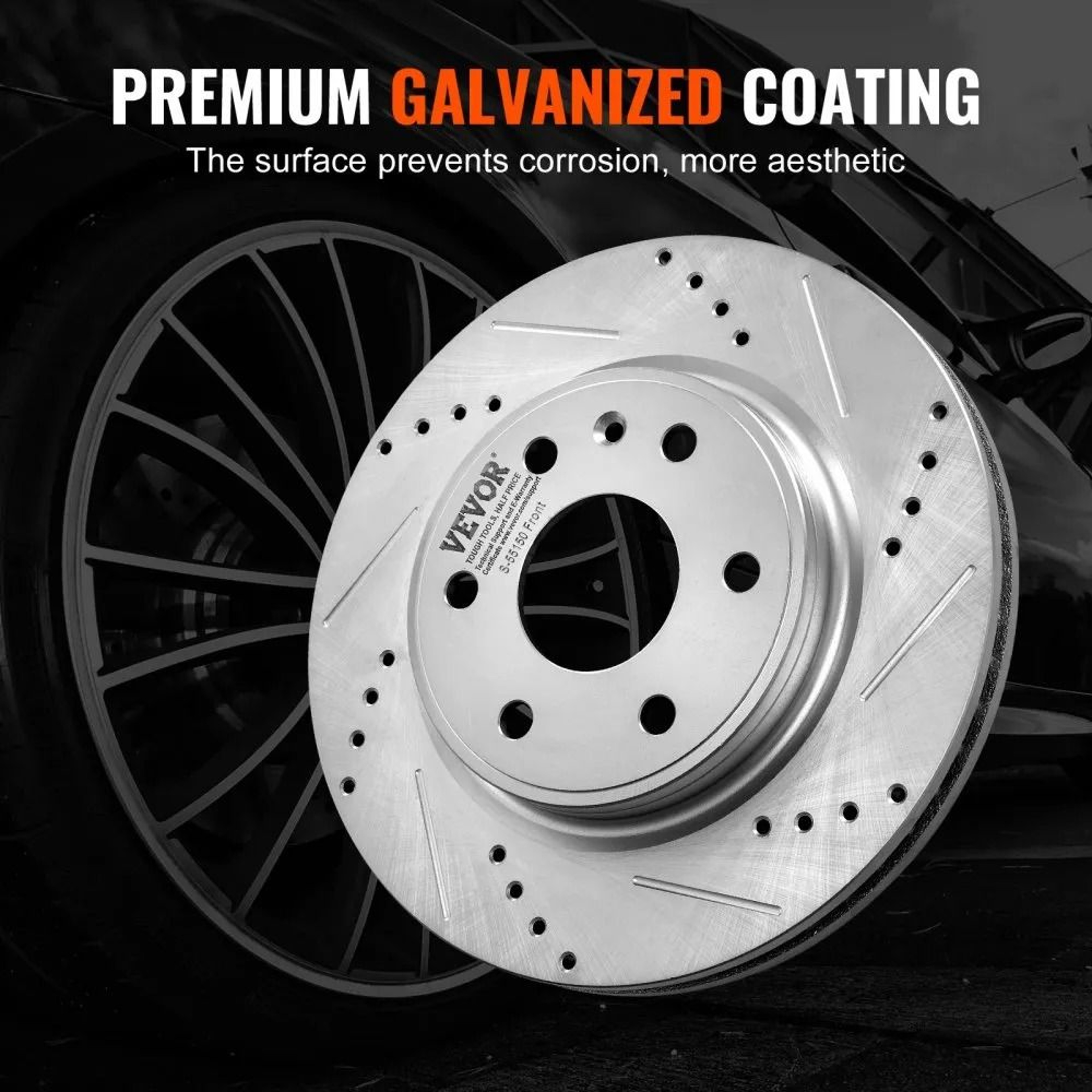 Front Brake Kit With Drilled And Slotted Rotors And Ceramic Brake Pads 2