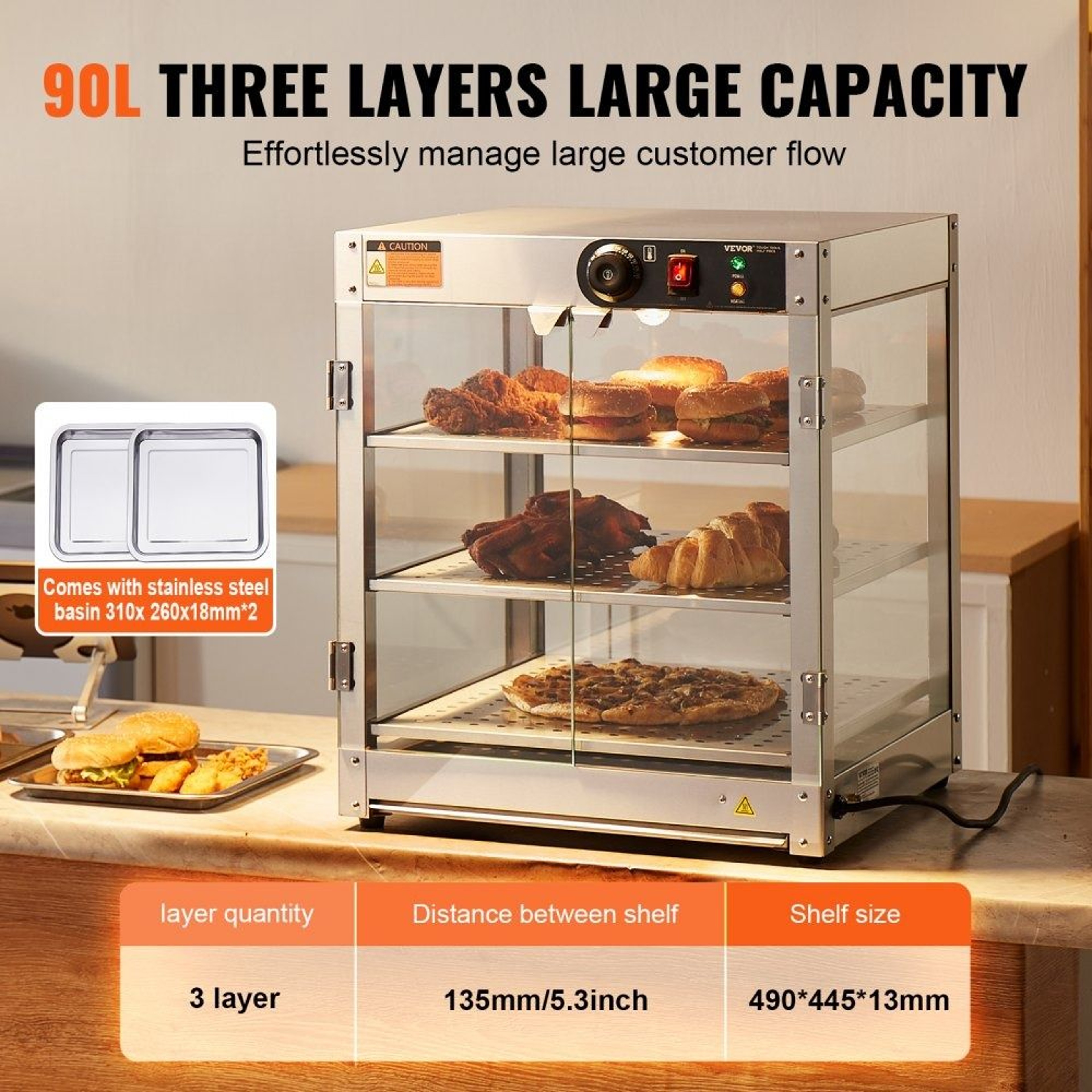 3 Tier Commercial Food Warmer Display With LED Light And Adjustable Temperature 3