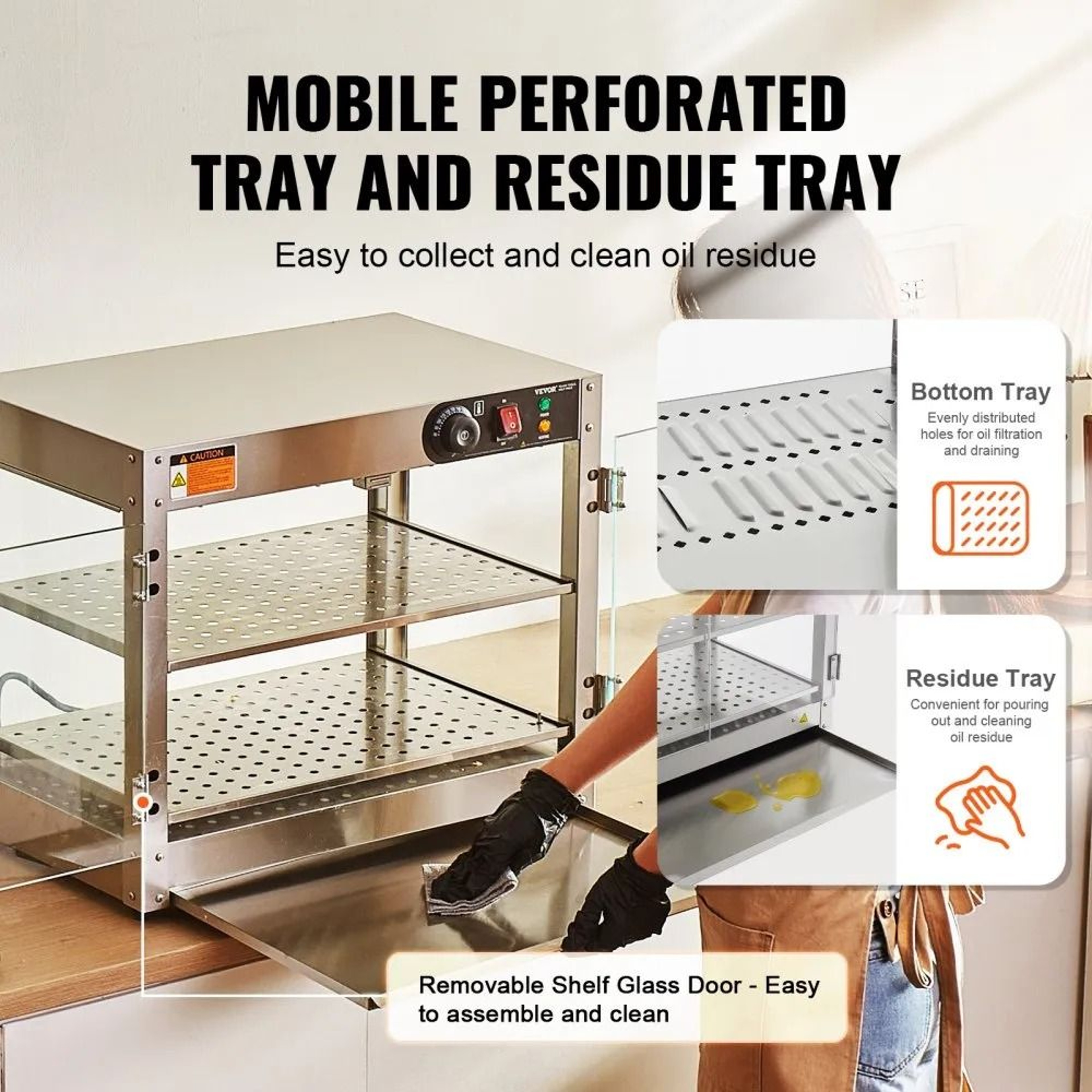 2 Tier Commercial Food Warmer 58L Countertop Food Display Warmer With LED Light 3