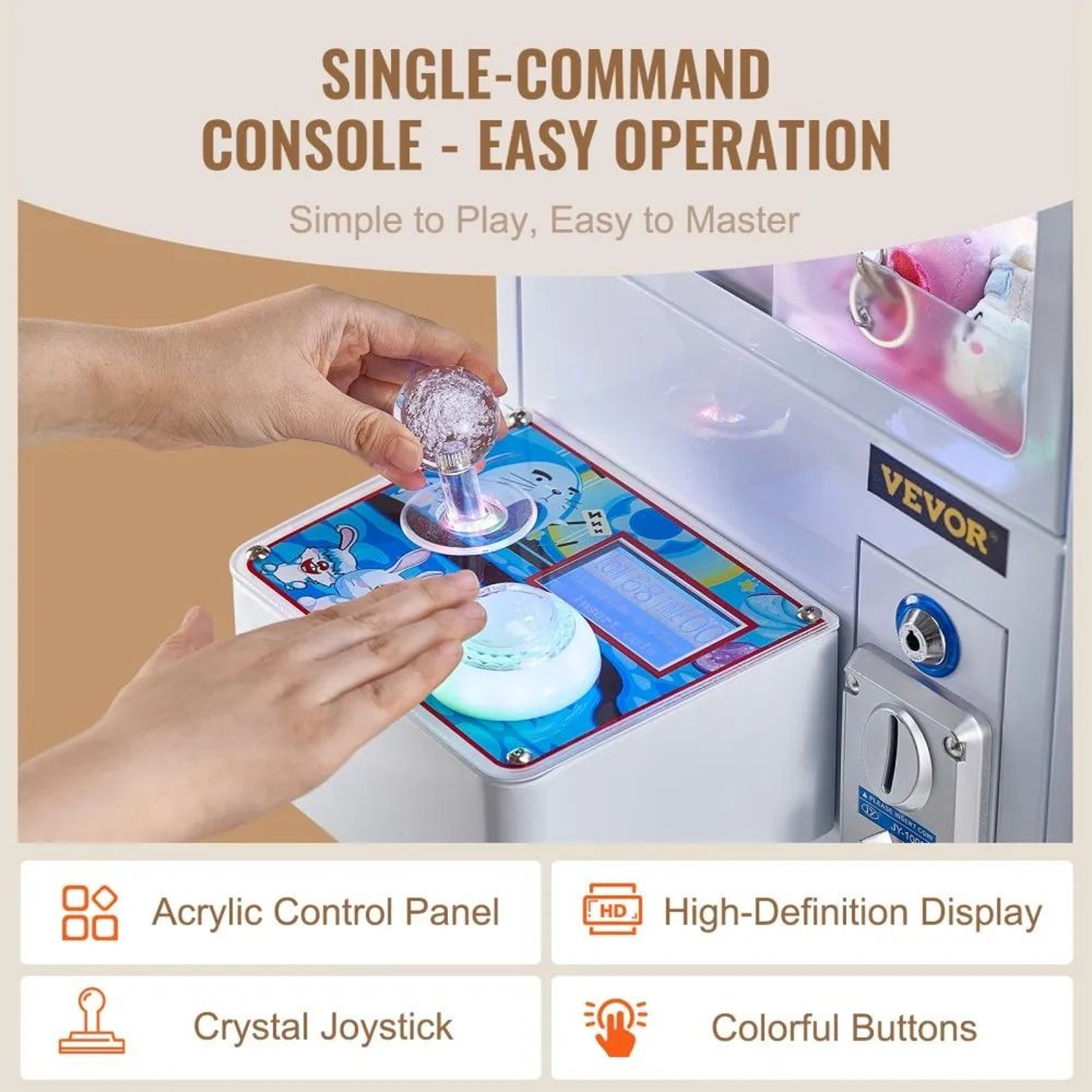 Commercial Claw Machine Arcade Prize Grabber With Lights Sound And Adjustable Steel Claw 5