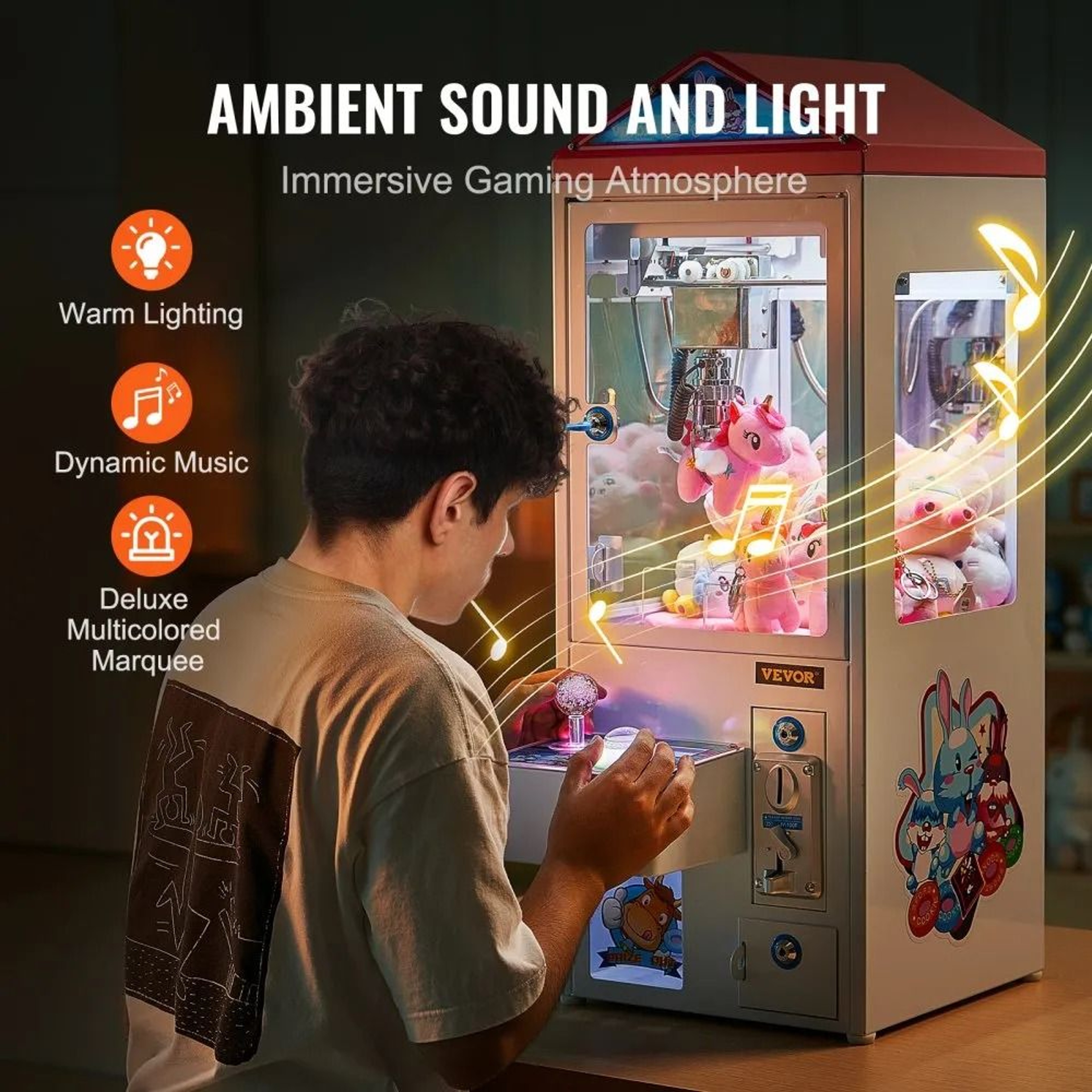 Commercial Claw Machine Arcade Prize Grabber With Lights Sound And Adjustable Steel Claw 1
