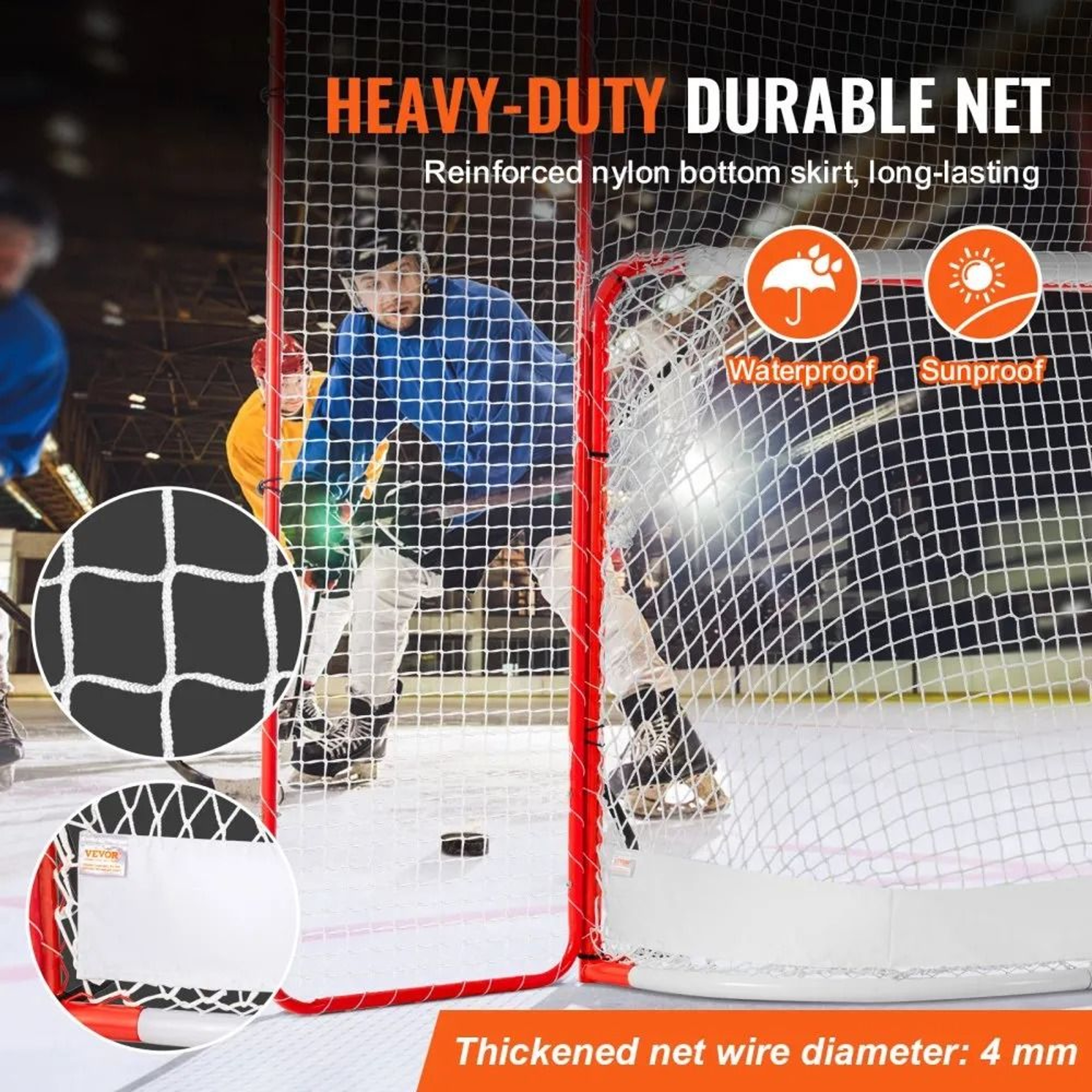 Pro Hockey Goal With Backstop And Targets Portable Steel Training Net 6