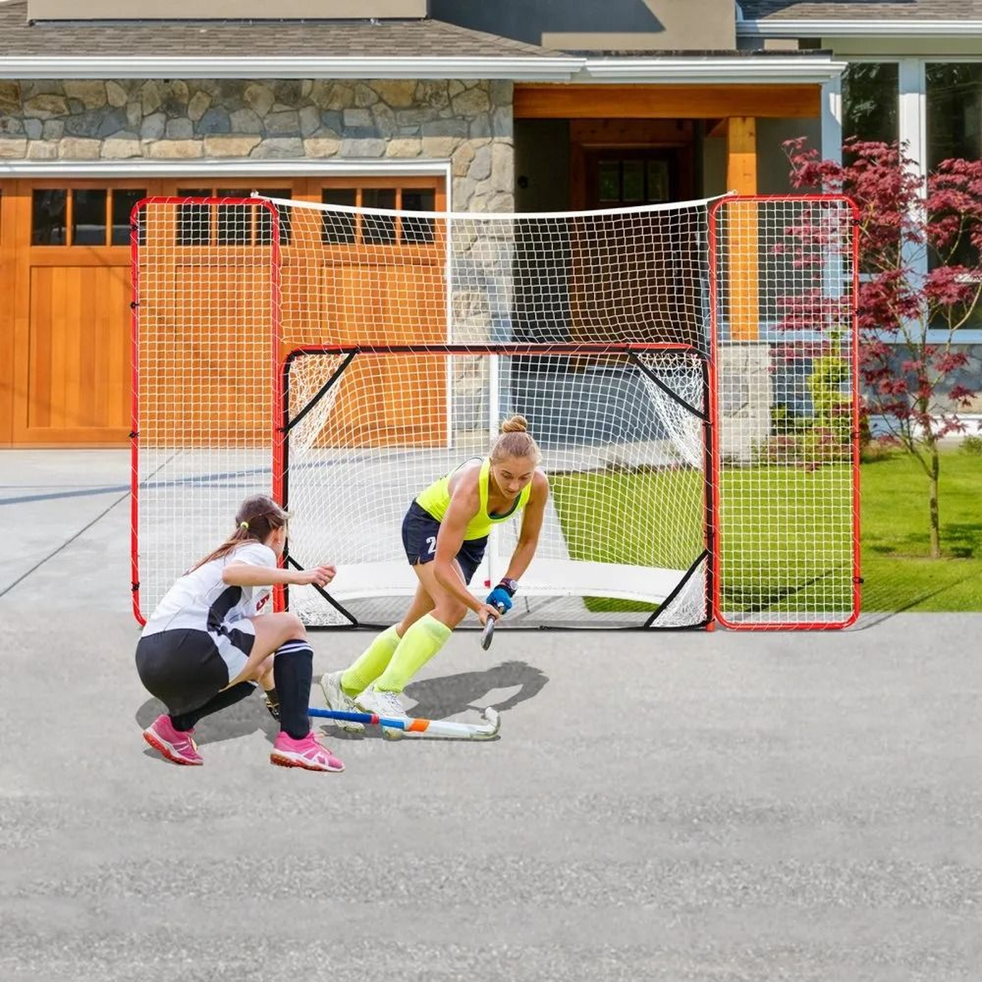 Pro Hockey Goal With Backstop And Targets Portable Steel Training Net 4