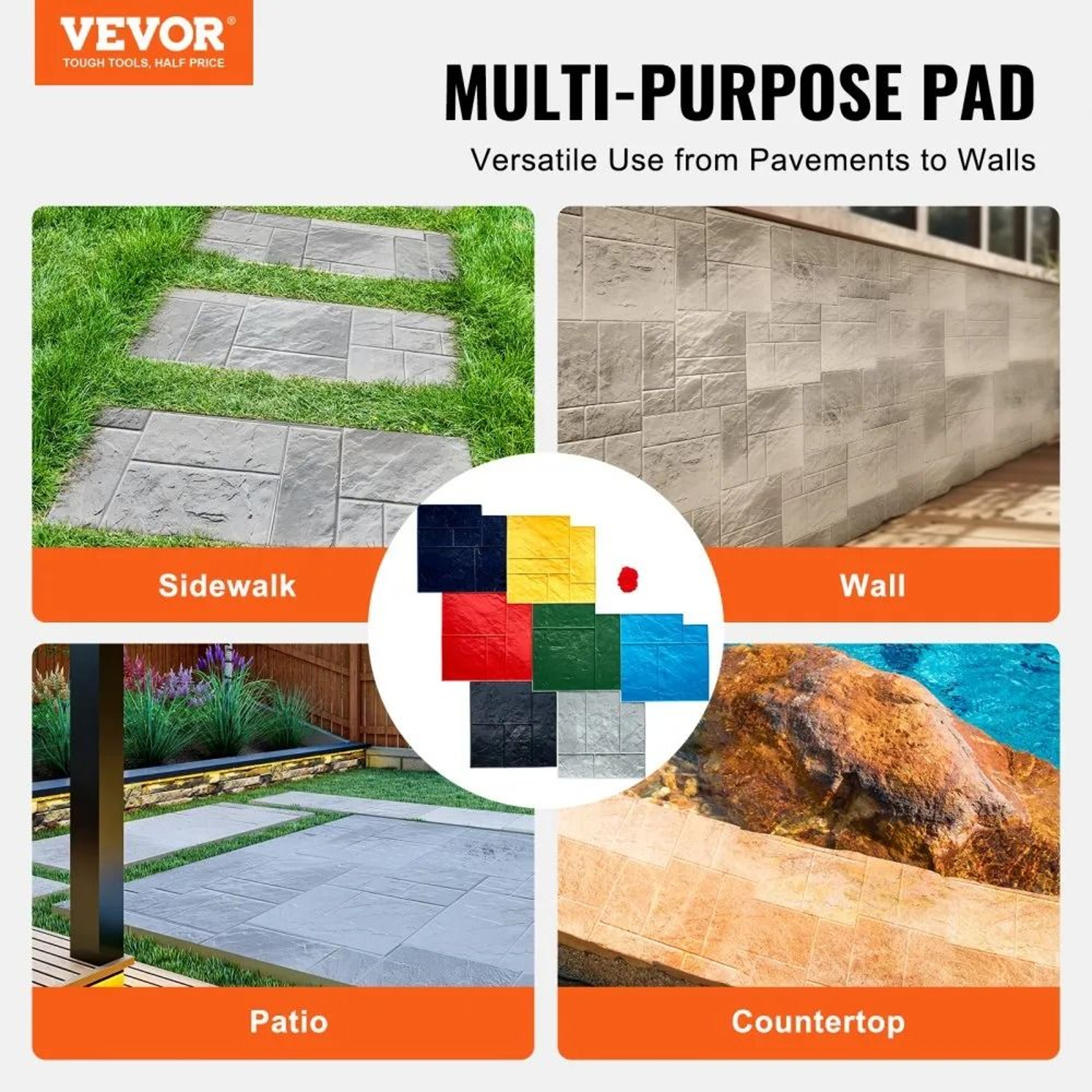 Concrete Stamp Mats 7 Piece Polyurethane Slate Texture Molds For Patios Floors And Driveways 3