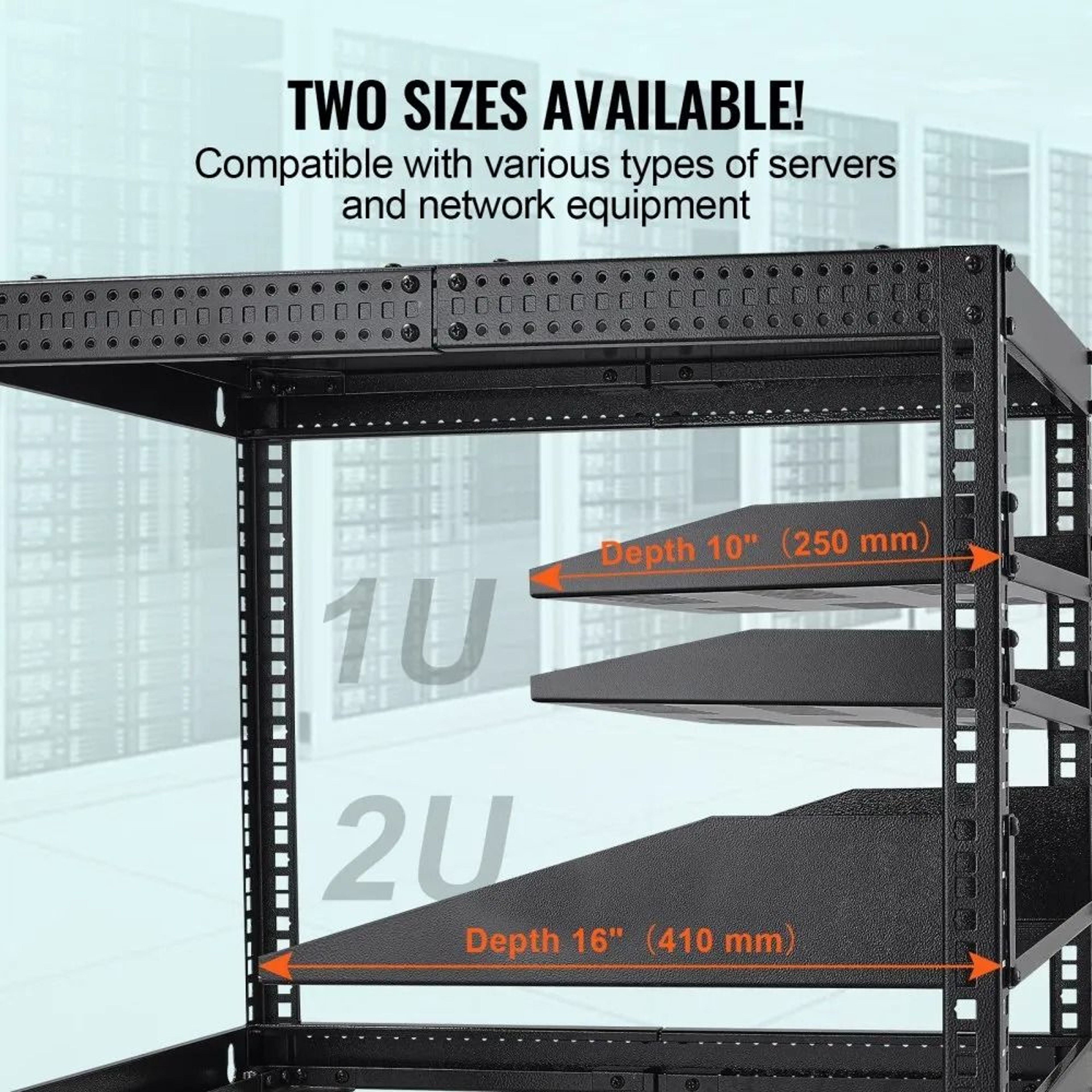Heavy Duty 1U Server Rack Shelf 10 Inch Vented Network Rack Shelf 2 Pack 2