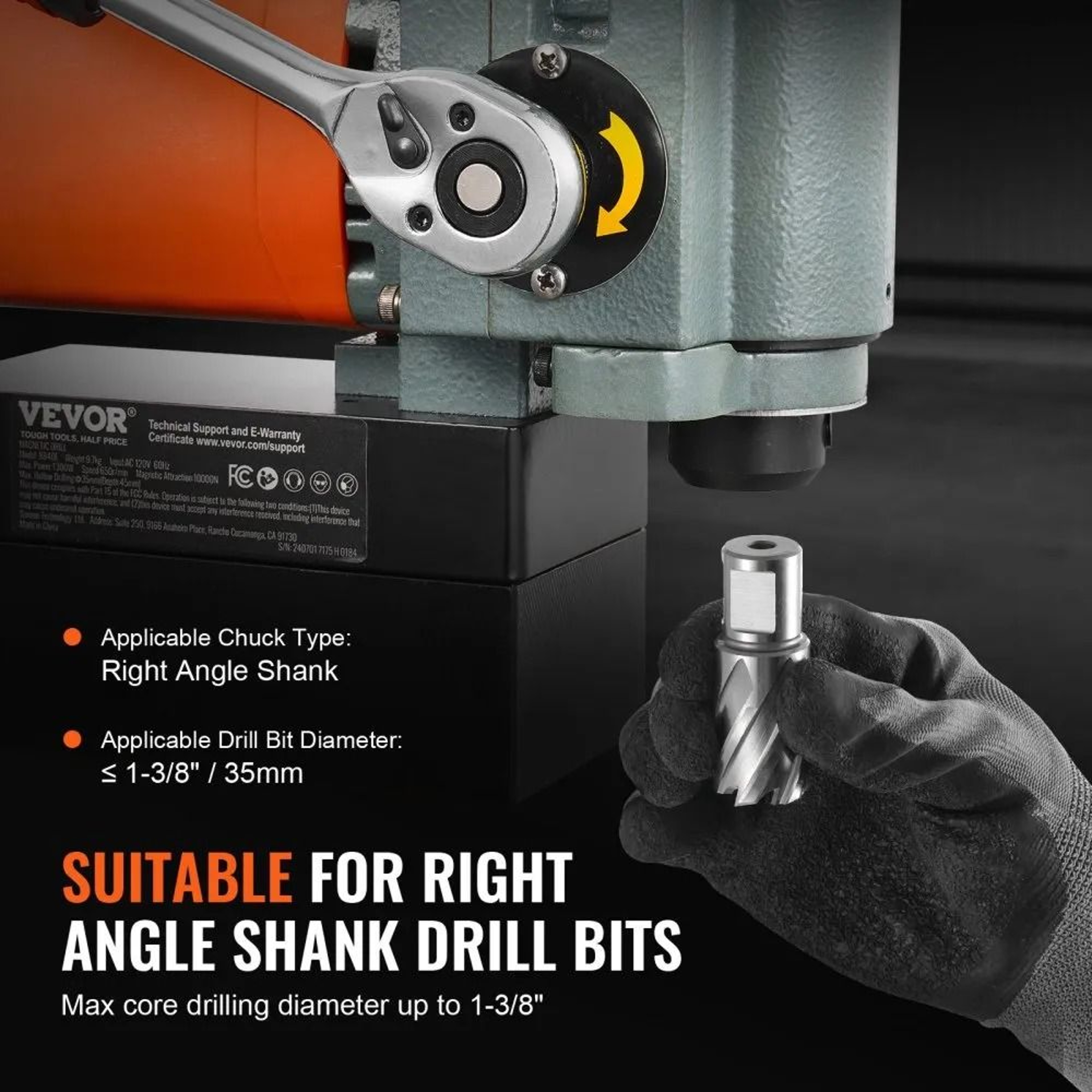 Low Profile Magnetic Drill Press 1300W Portable Mag Drill For Metalwork 4
