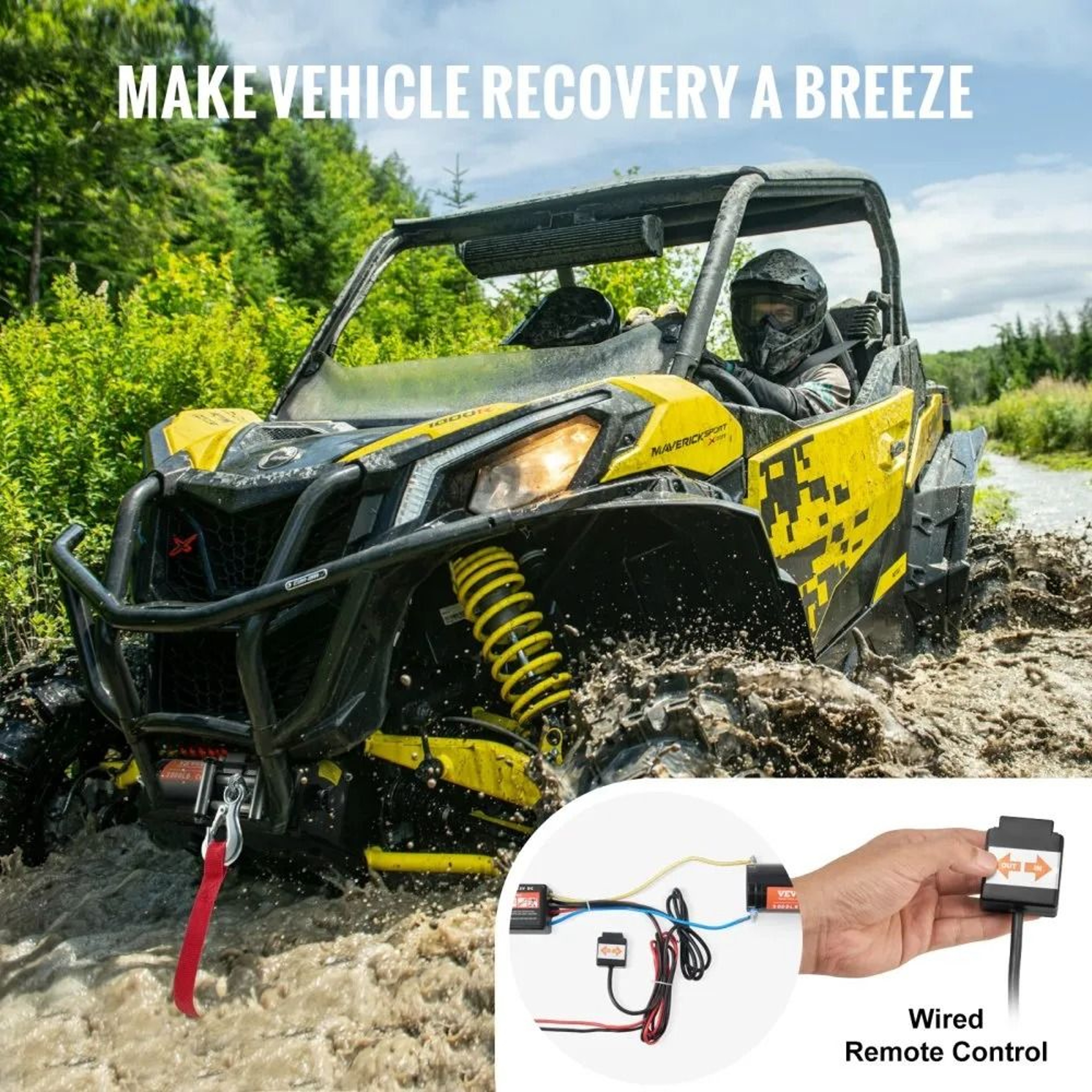 3000 Lb Electric Winch 12V DC ATV UTV Recovery Winch With Steel Cable And Wired Remote 4