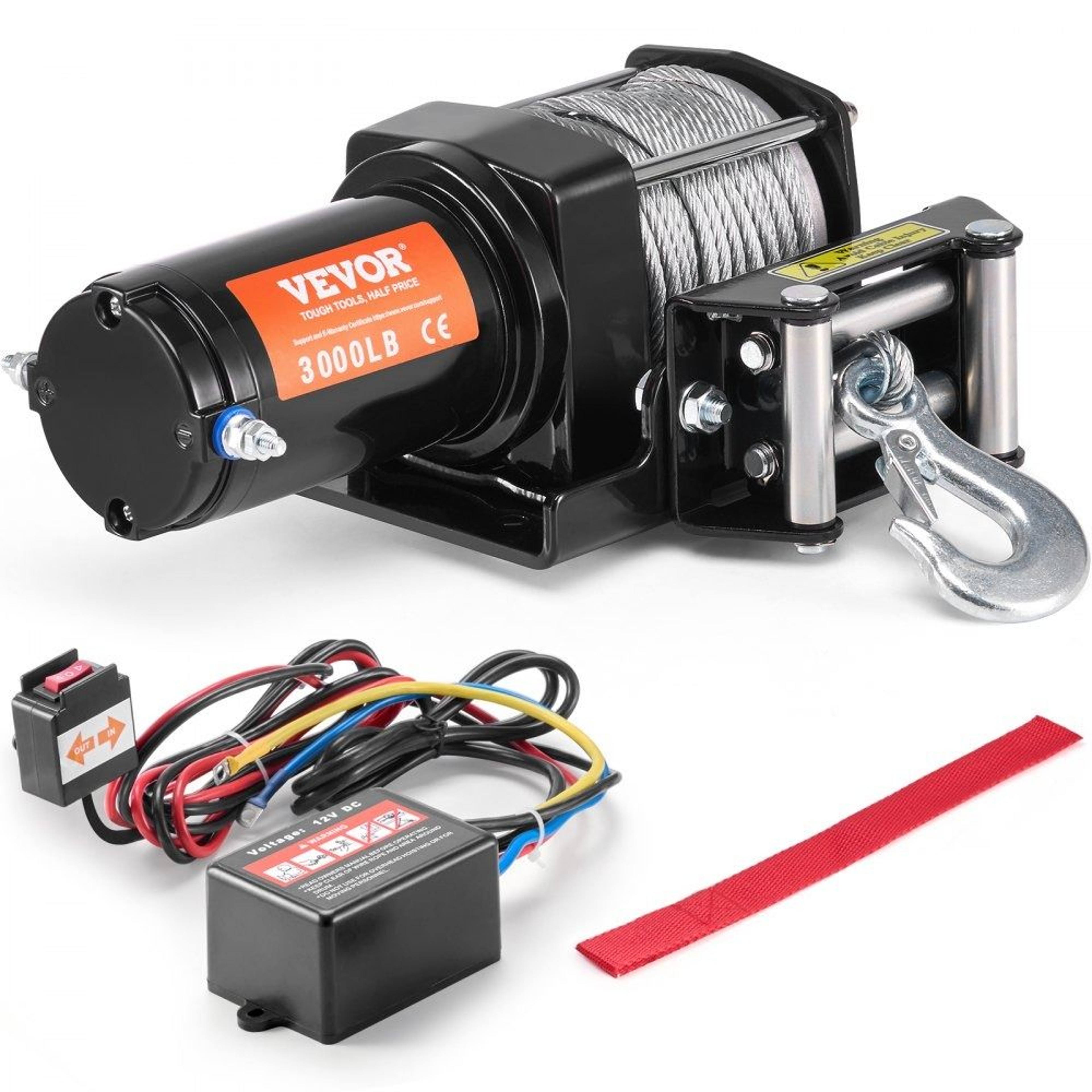 3000 Lb Electric Winch 12V DC ATV UTV Recovery Winch With Steel Cable And Wired Remote 0