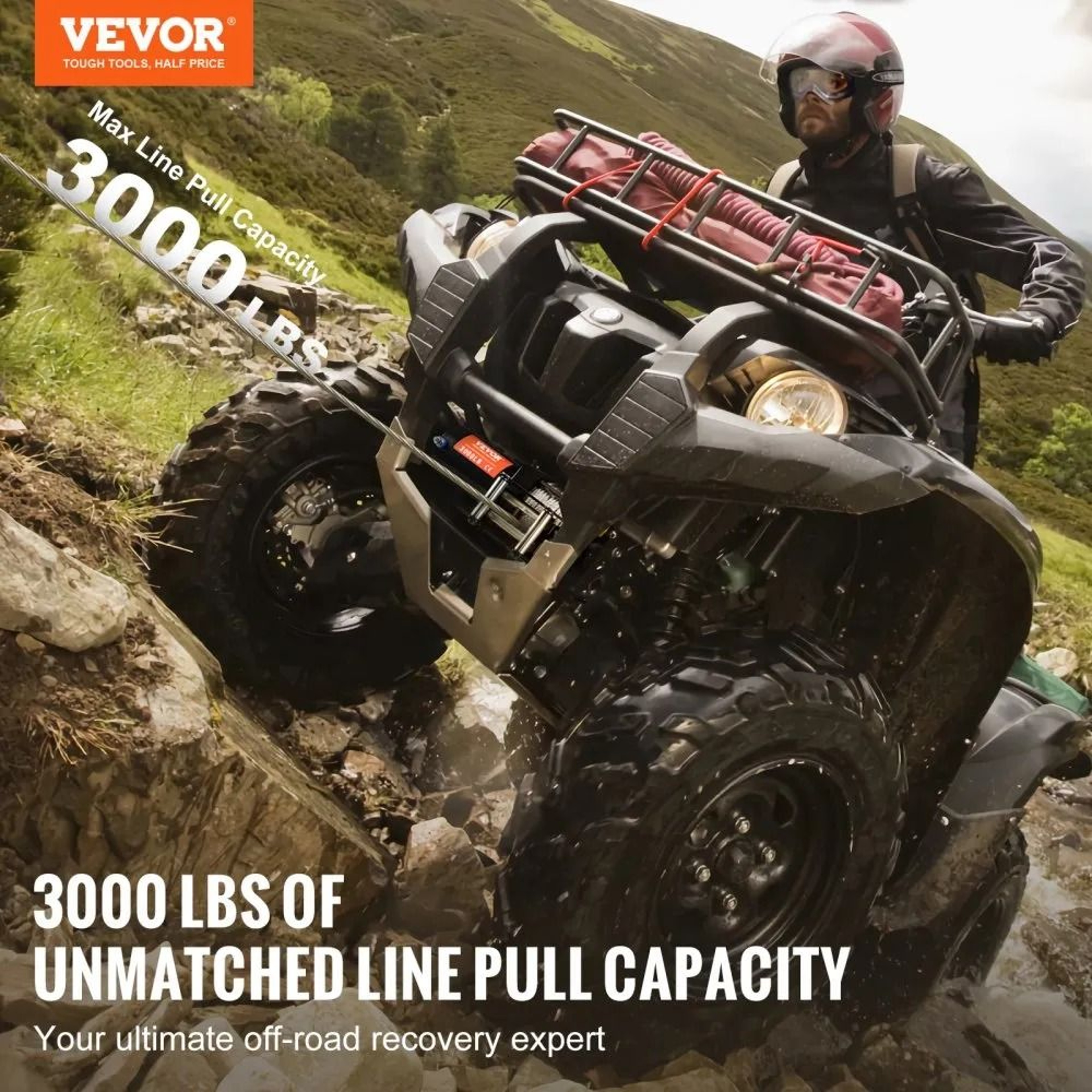 3000 Lb Electric Winch 12V DC ATV UTV Recovery Winch With Steel Cable And Wired Remote 3