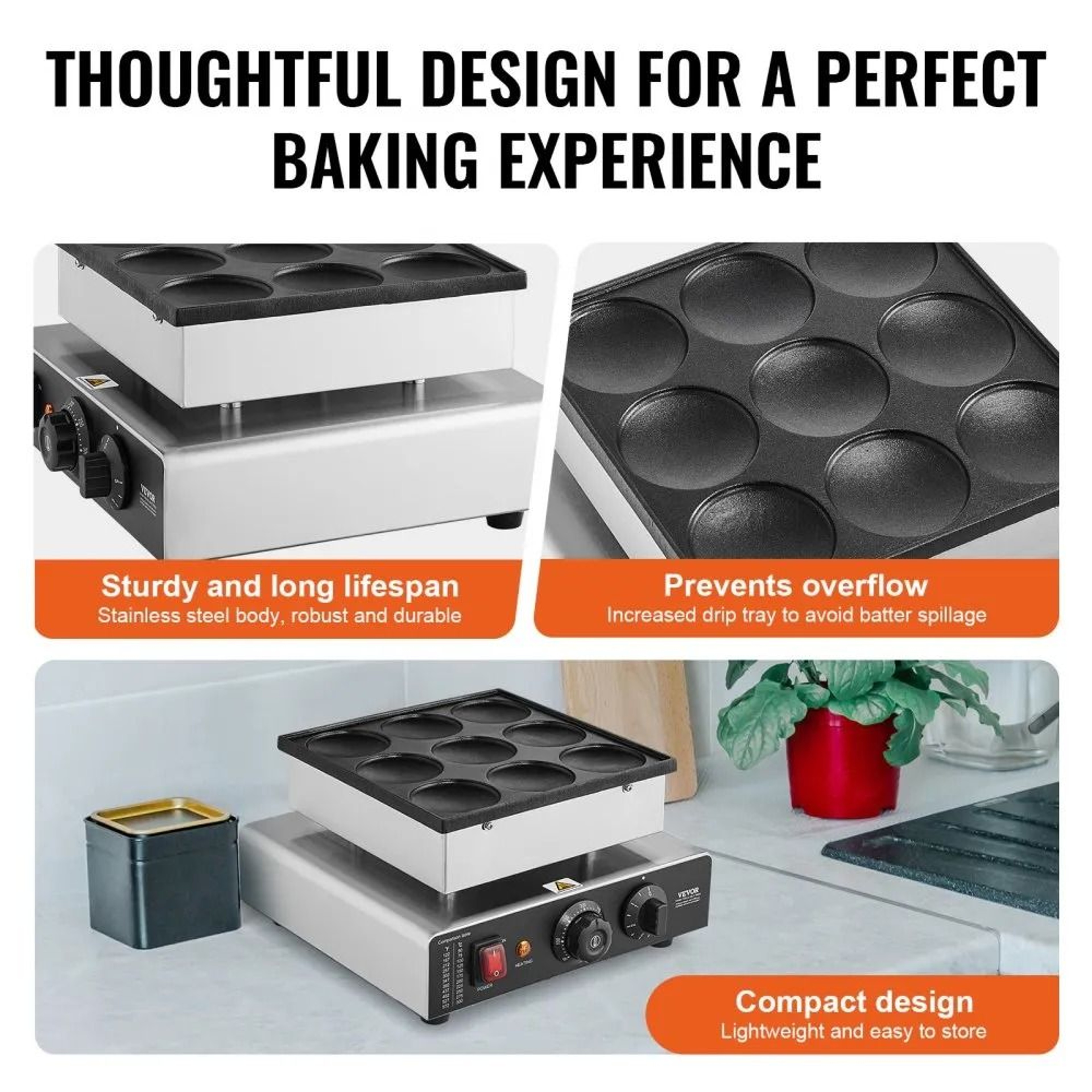 Dutch Pancake Maker 9PCS Stainless Steel Dorayaki Baker With Adjustable Temperature Control 1