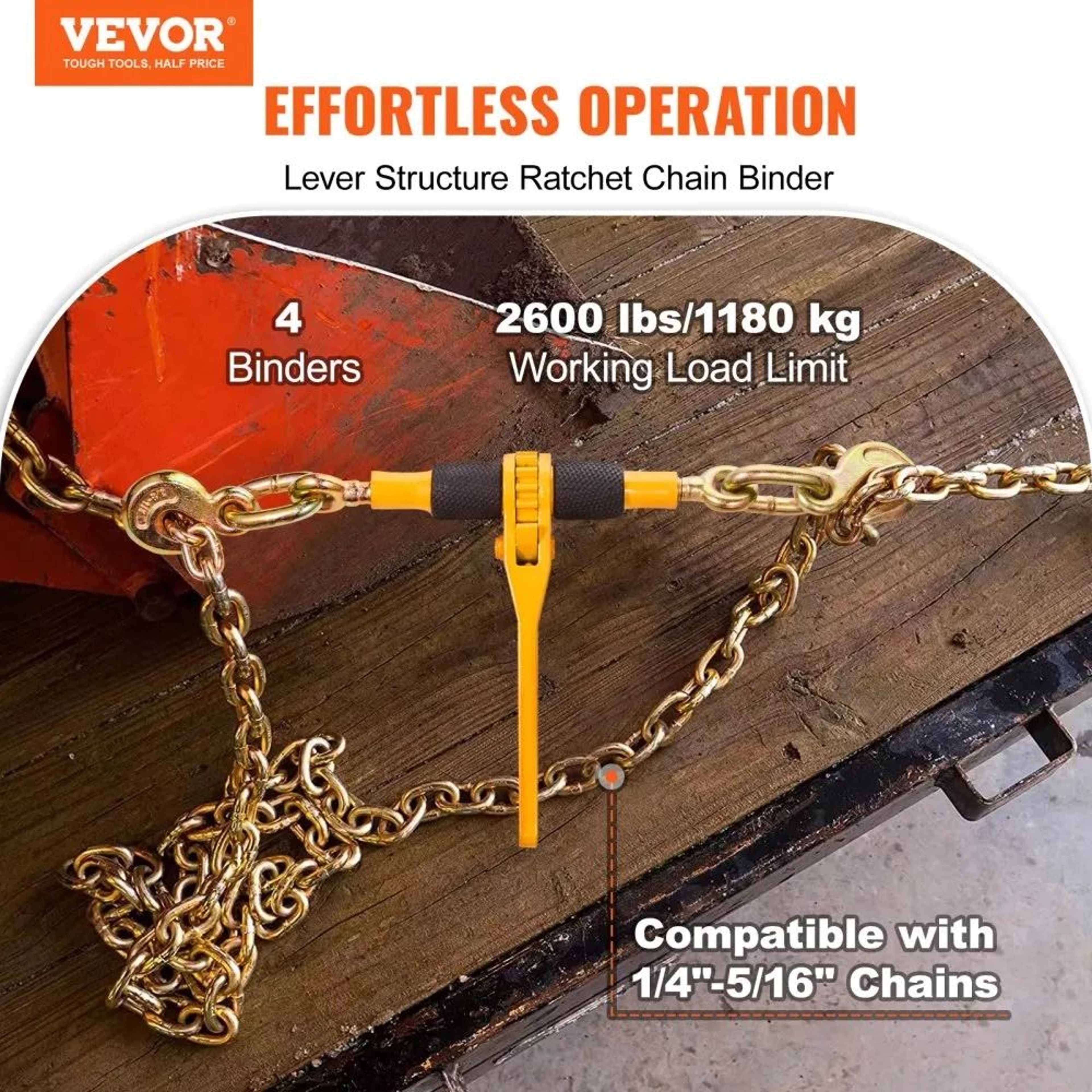 Ratchet Chain Binder 14 516 In 2600 Lbs Load Capacity Heavy Duty Tie Down Binder 3
