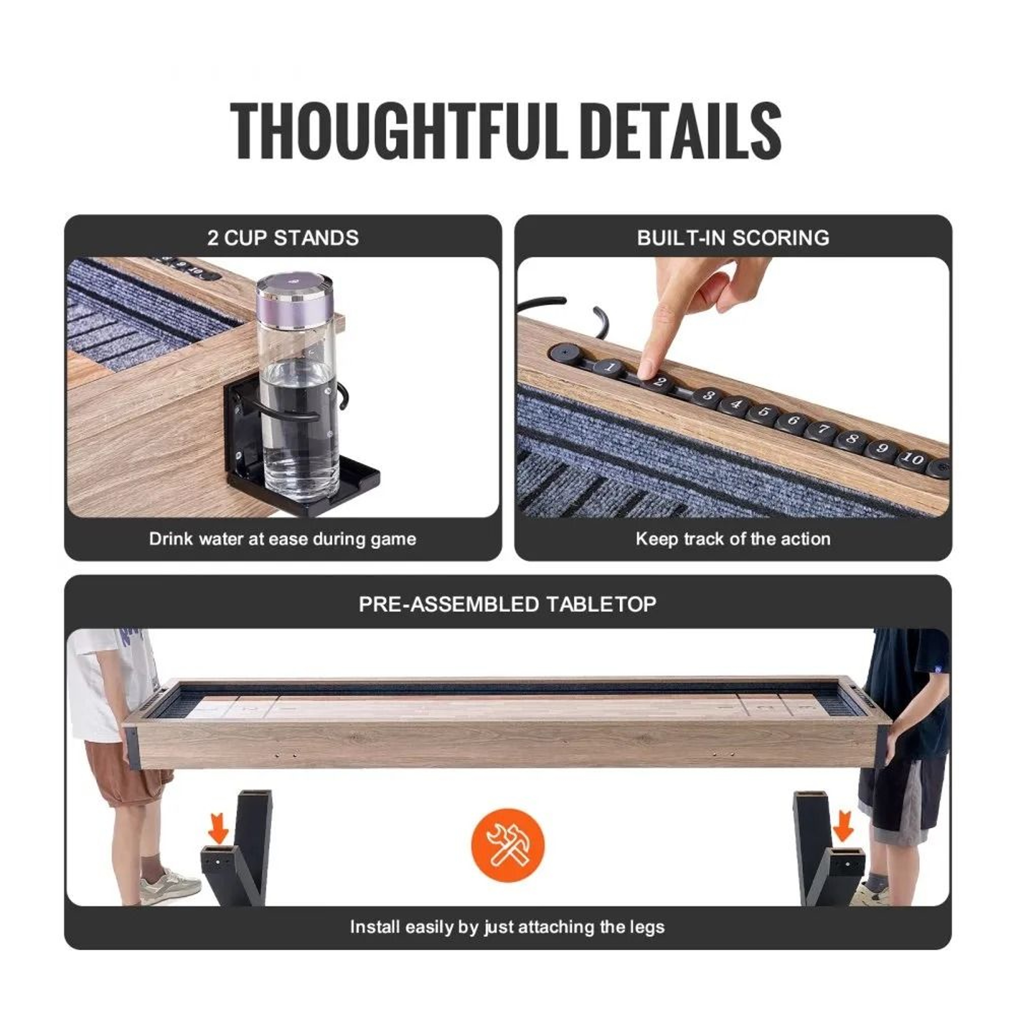9 Ft Shuffleboard Table 2 In 1 Shuffleboard And Bowling Game Set With Scratch Resistant Playfield 2