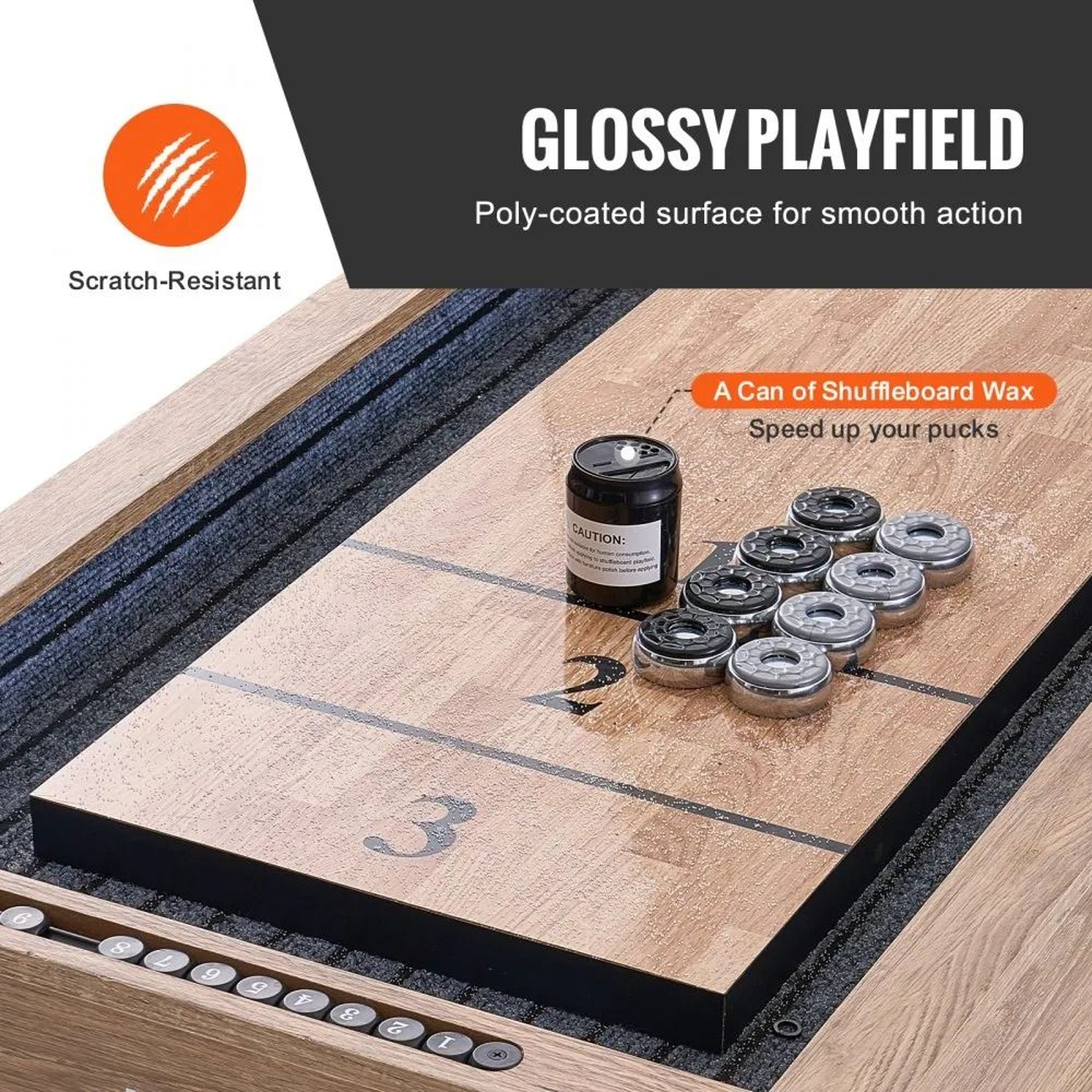 9 Ft Shuffleboard Table 2 In 1 Shuffleboard And Bowling Game Set With Scratch Resistant Playfield 4