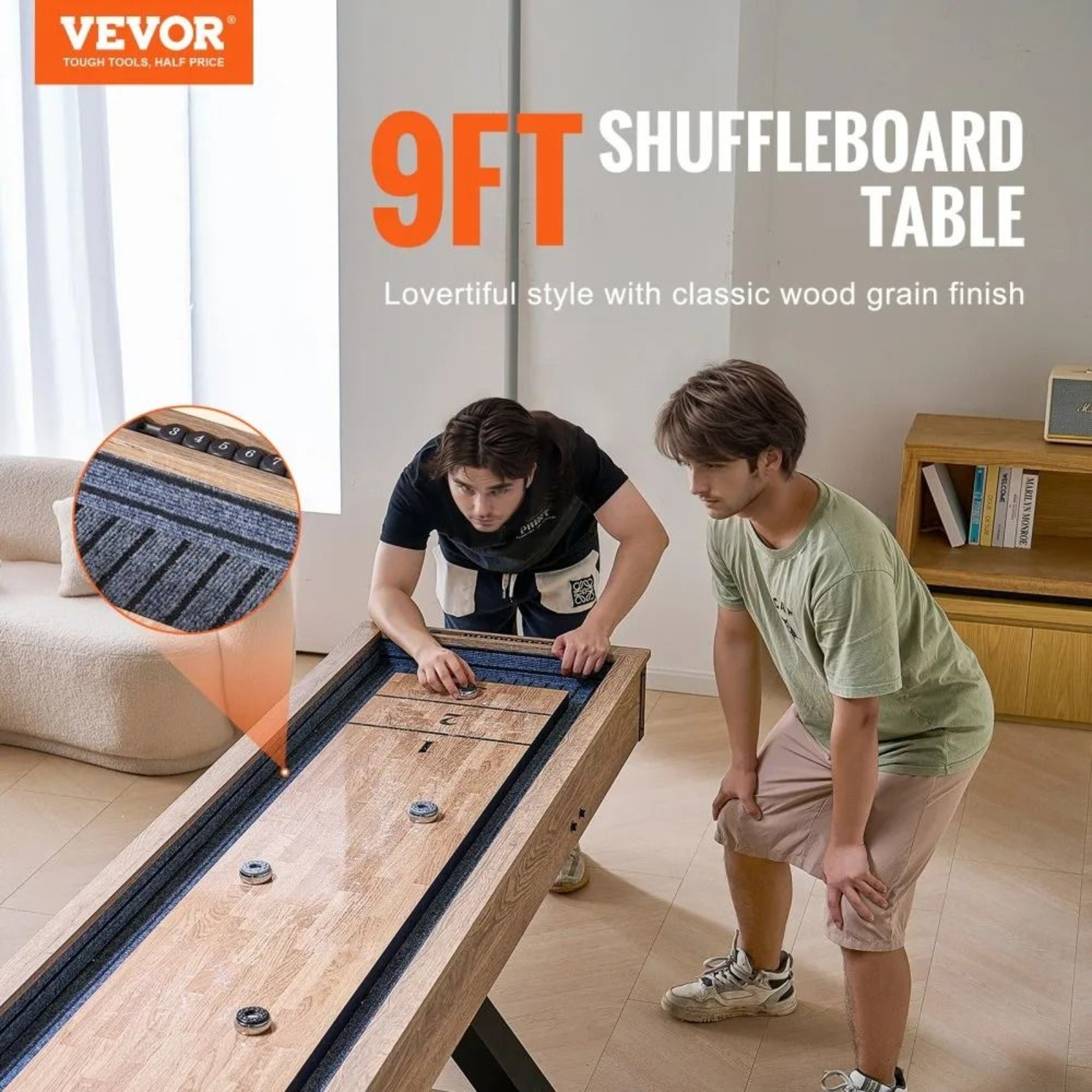 9 Ft Shuffleboard Table 2 In 1 Shuffleboard And Bowling Game Set With Scratch Resistant Playfield 1