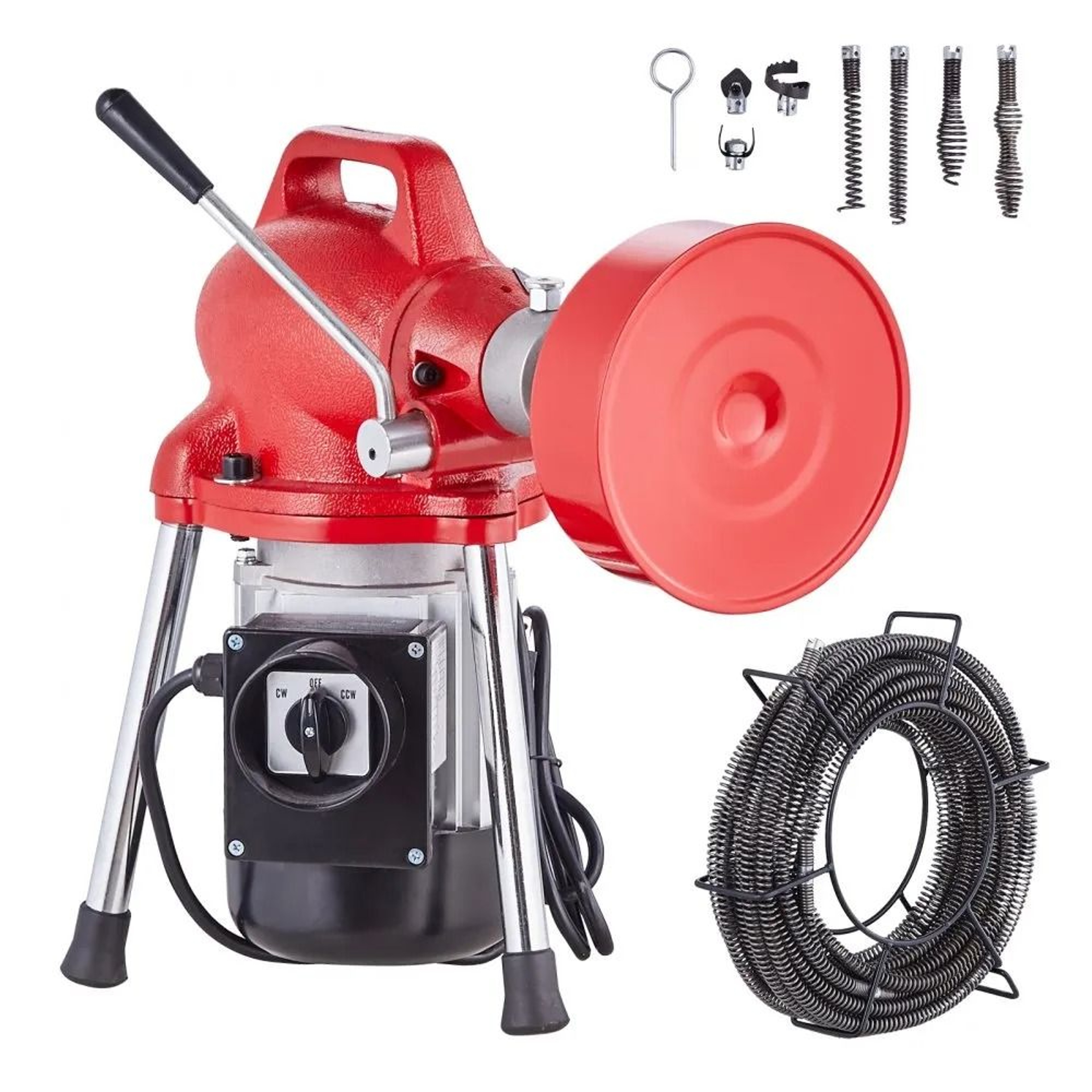 Drain Cleaner Machine 66 FT Electric Sewer Snake Auger With 250W Motor And 7 Cutters 7