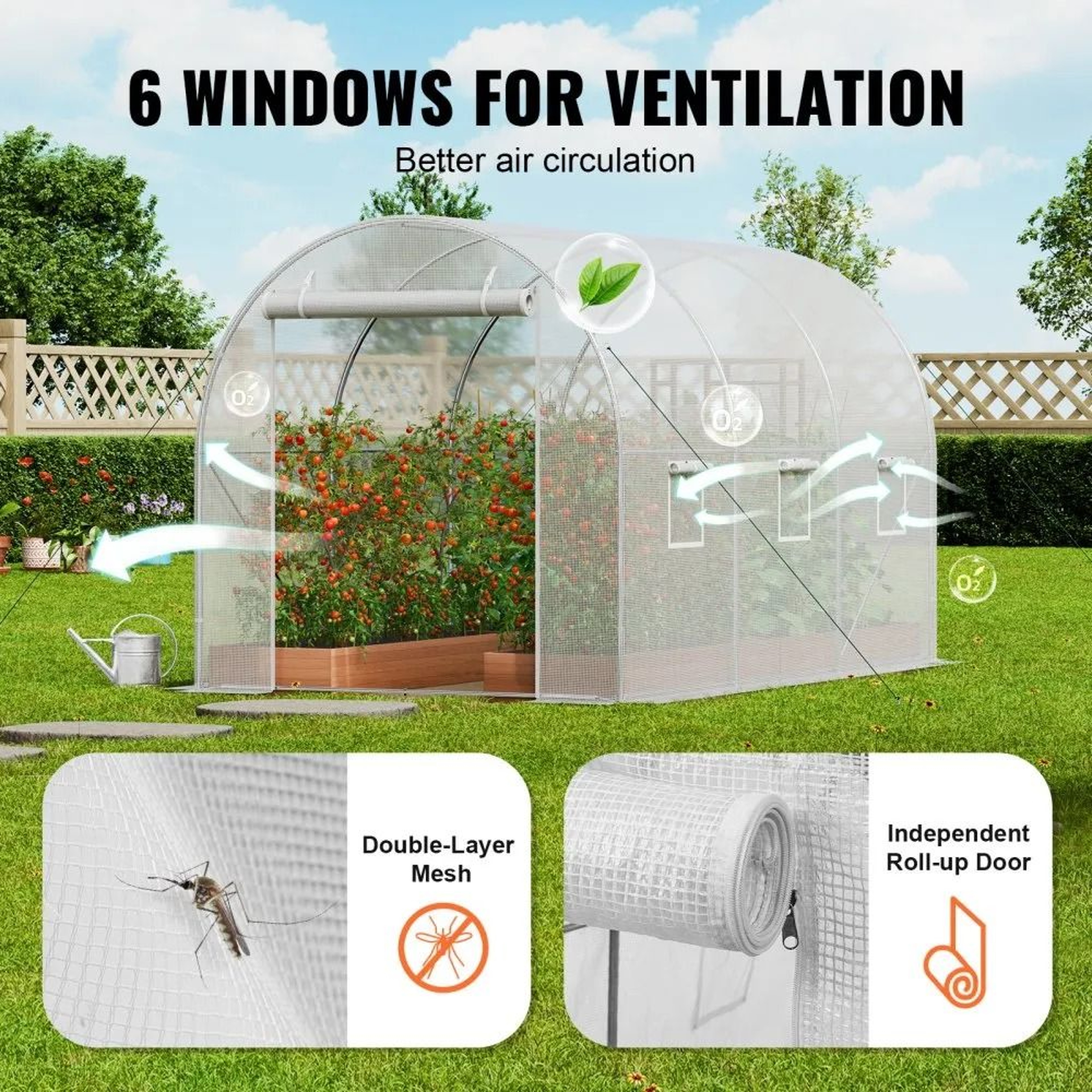 Walk In Tunnel Greenhouse 96x64x62 Ft Galvanized Frame Hoop House With PE Cover 1