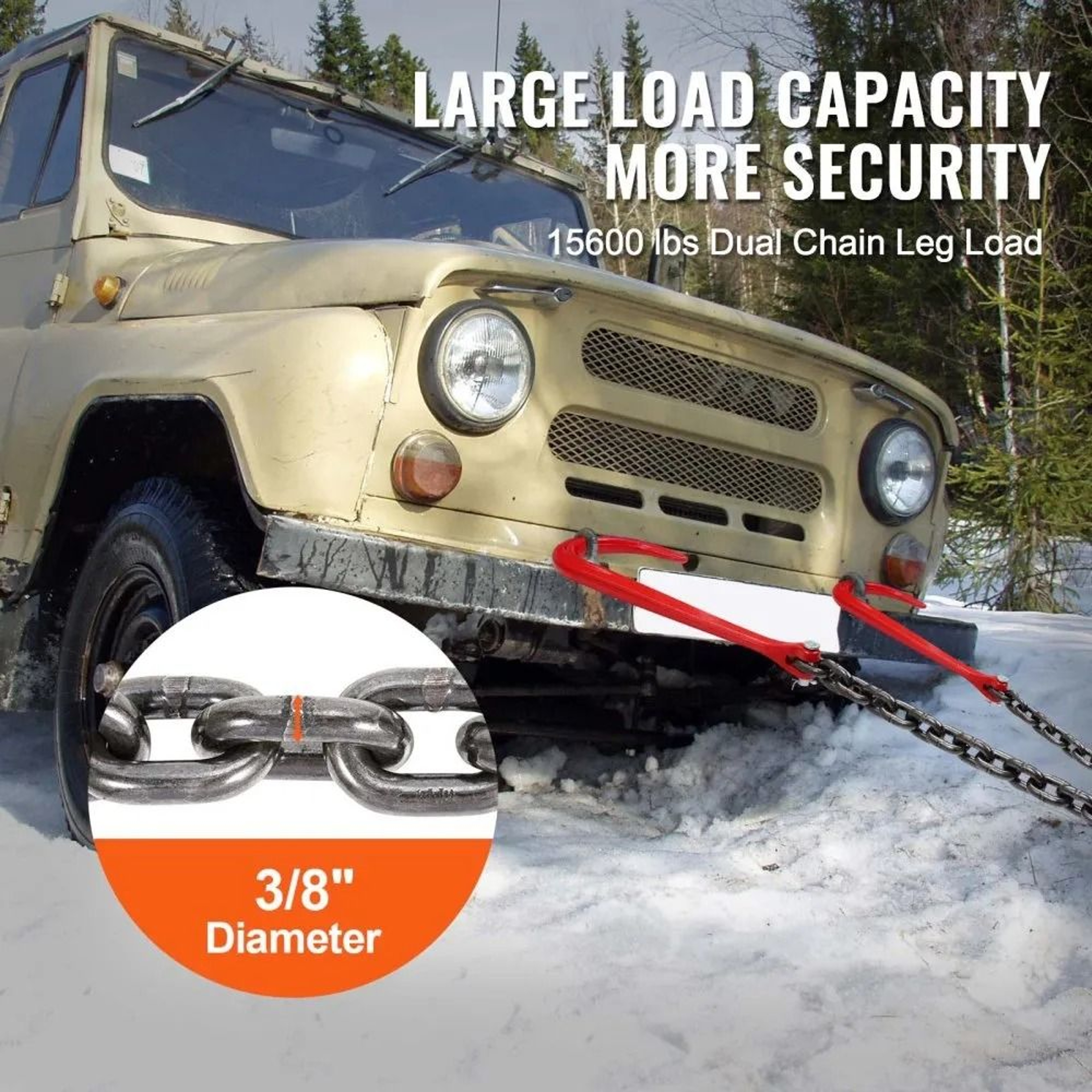 G80 V Bridle Chain 38 Inch X 3 Ft Tow Chain With J Hooks And Grab Hooks 4