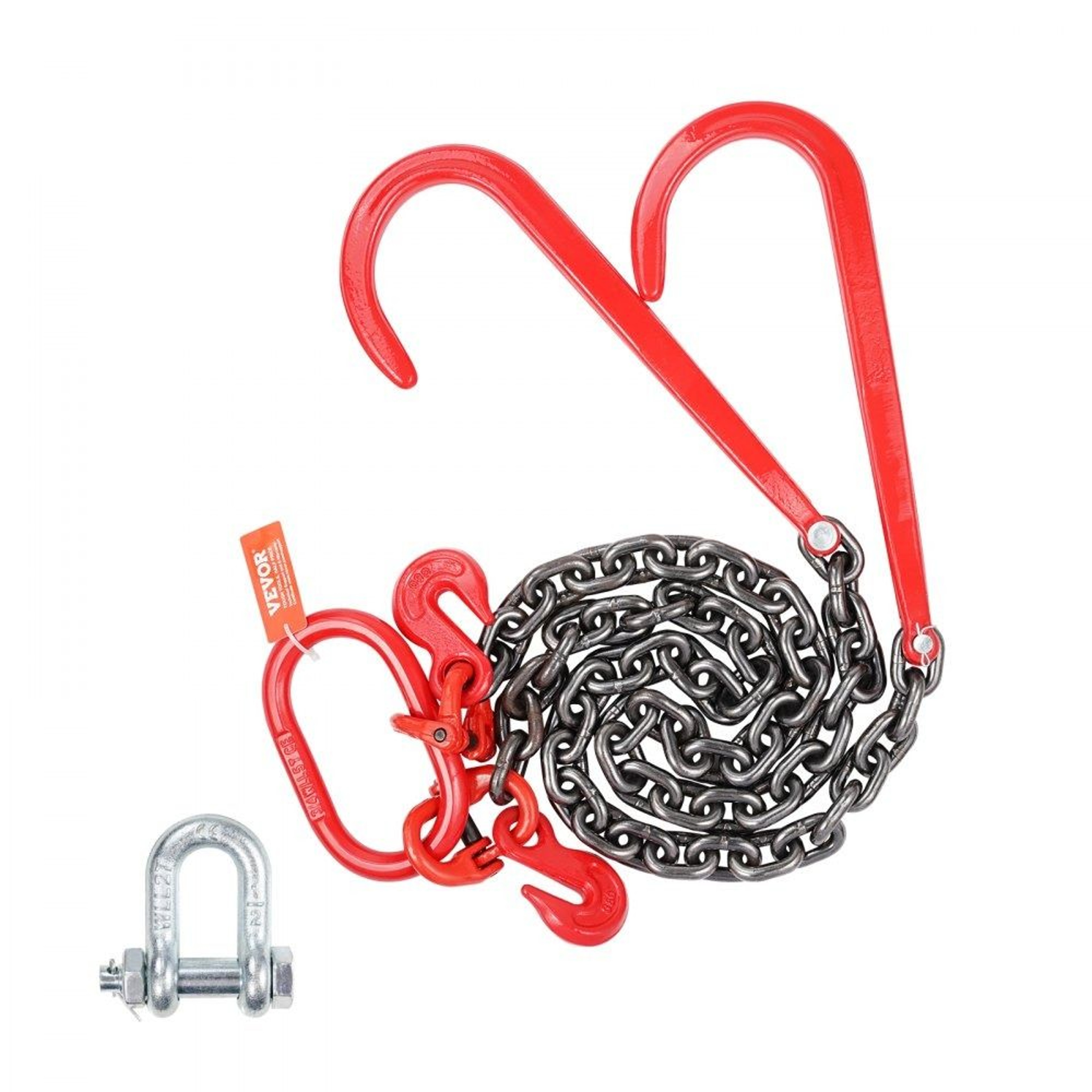 G80 V Bridle Chain 38 Inch X 3 Ft Tow Chain With J Hooks And Grab Hooks 0
