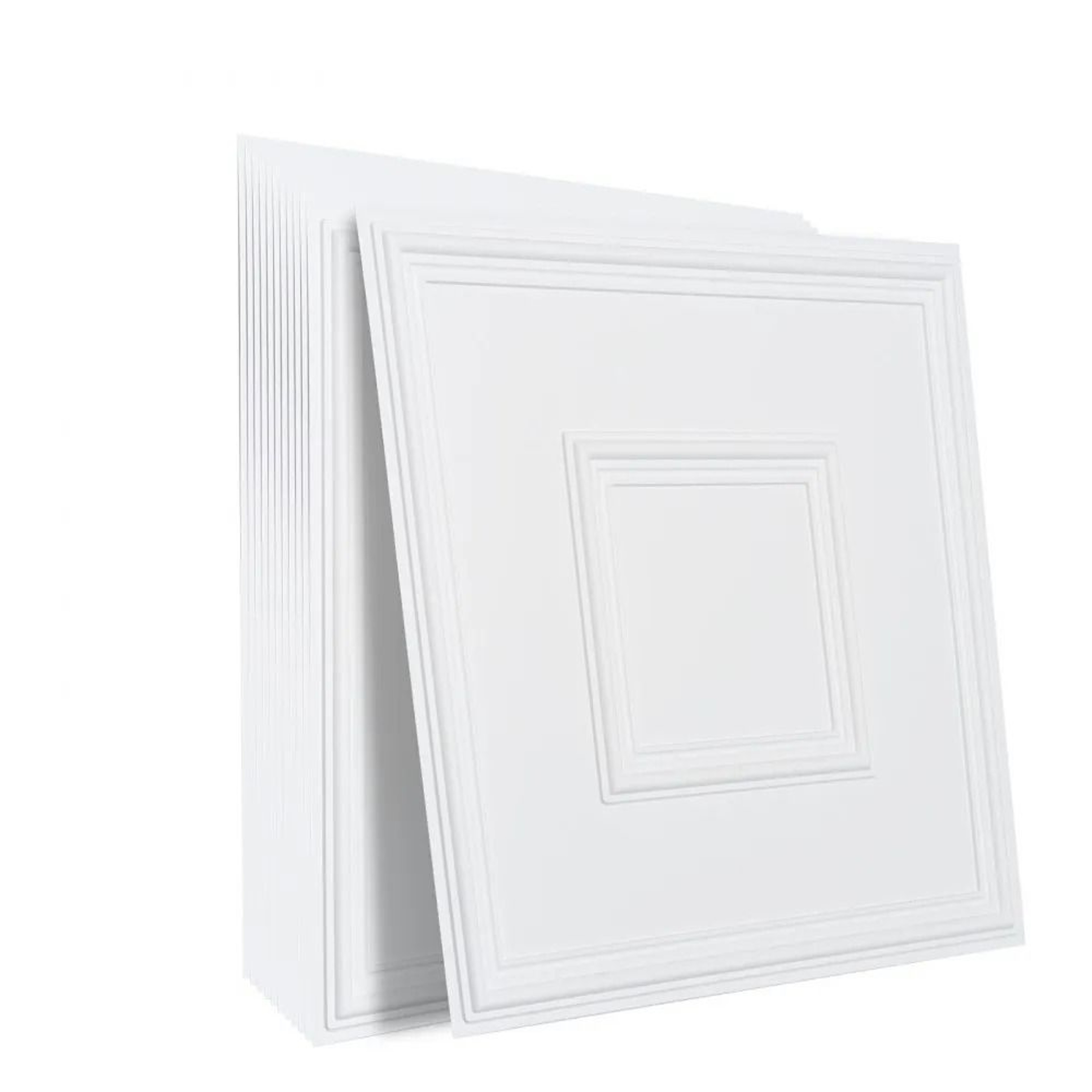 24 X 24 Inch PVC Drop Ceiling Tiles White Geometric 12 Pack 7