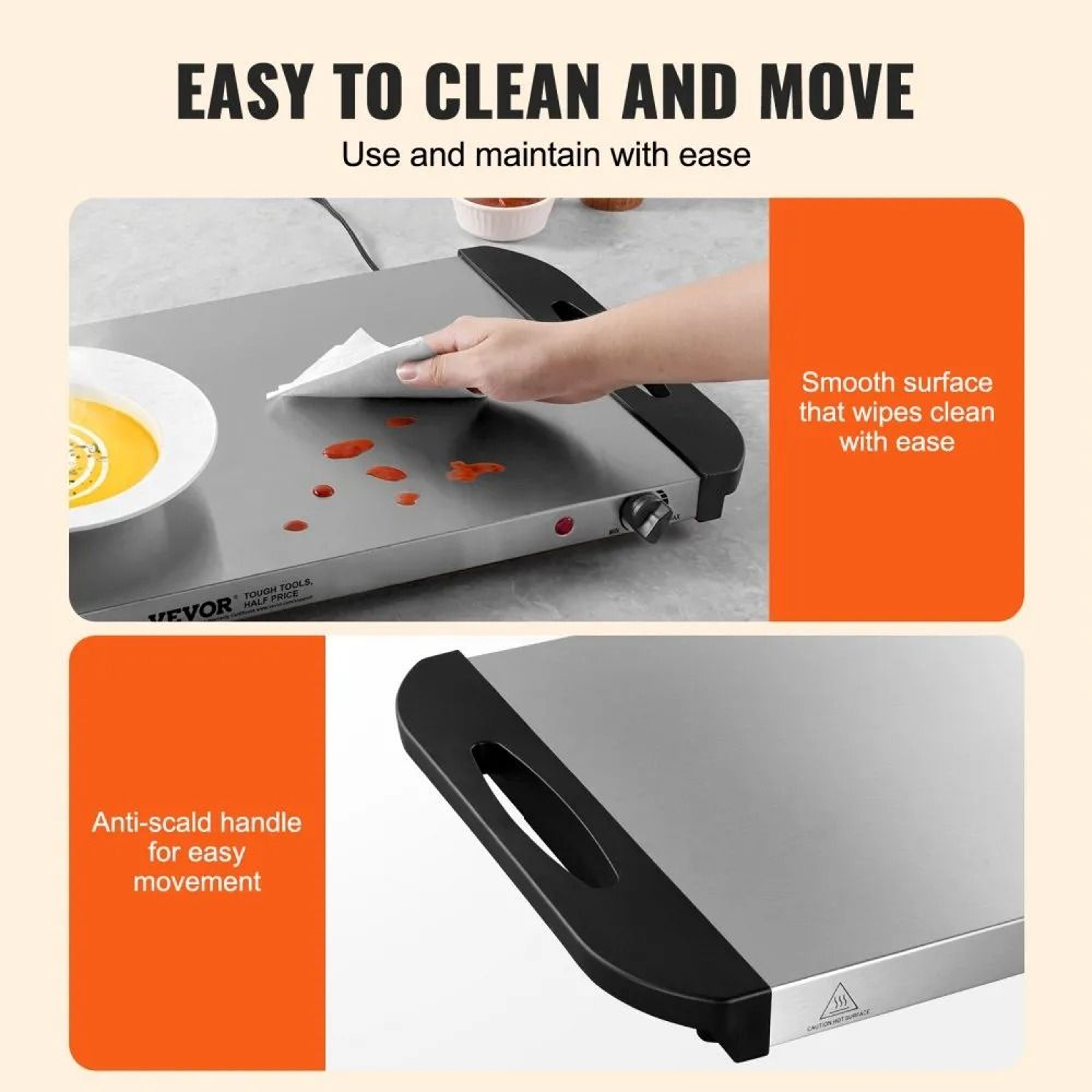 Electric Warming Tray With Adjustable Temperature Control And Stainless Steel Surface 5
