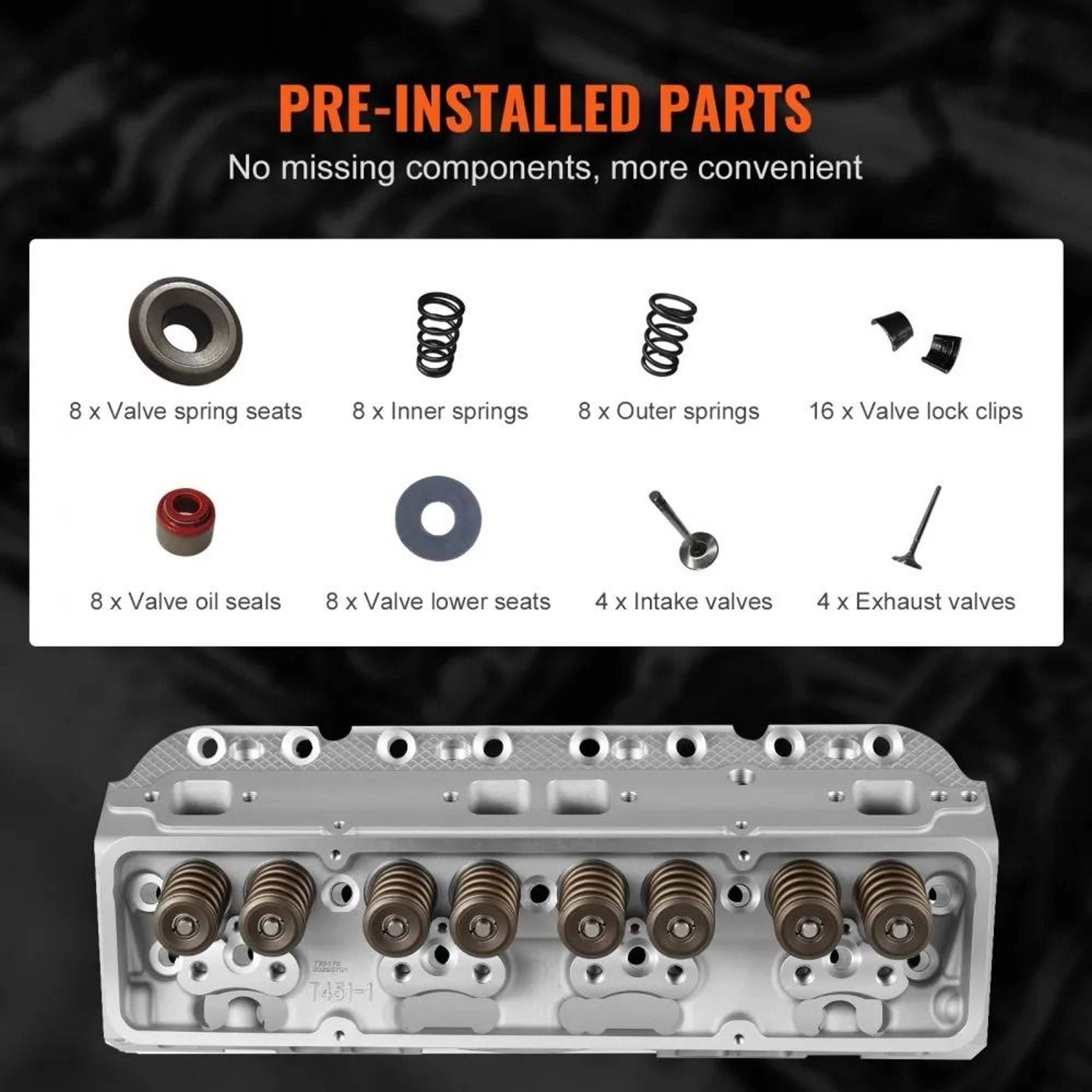 Aluminum Engine Cylinder Head Assembly For Small Block Chevrolet 327 350 383 Engines 5