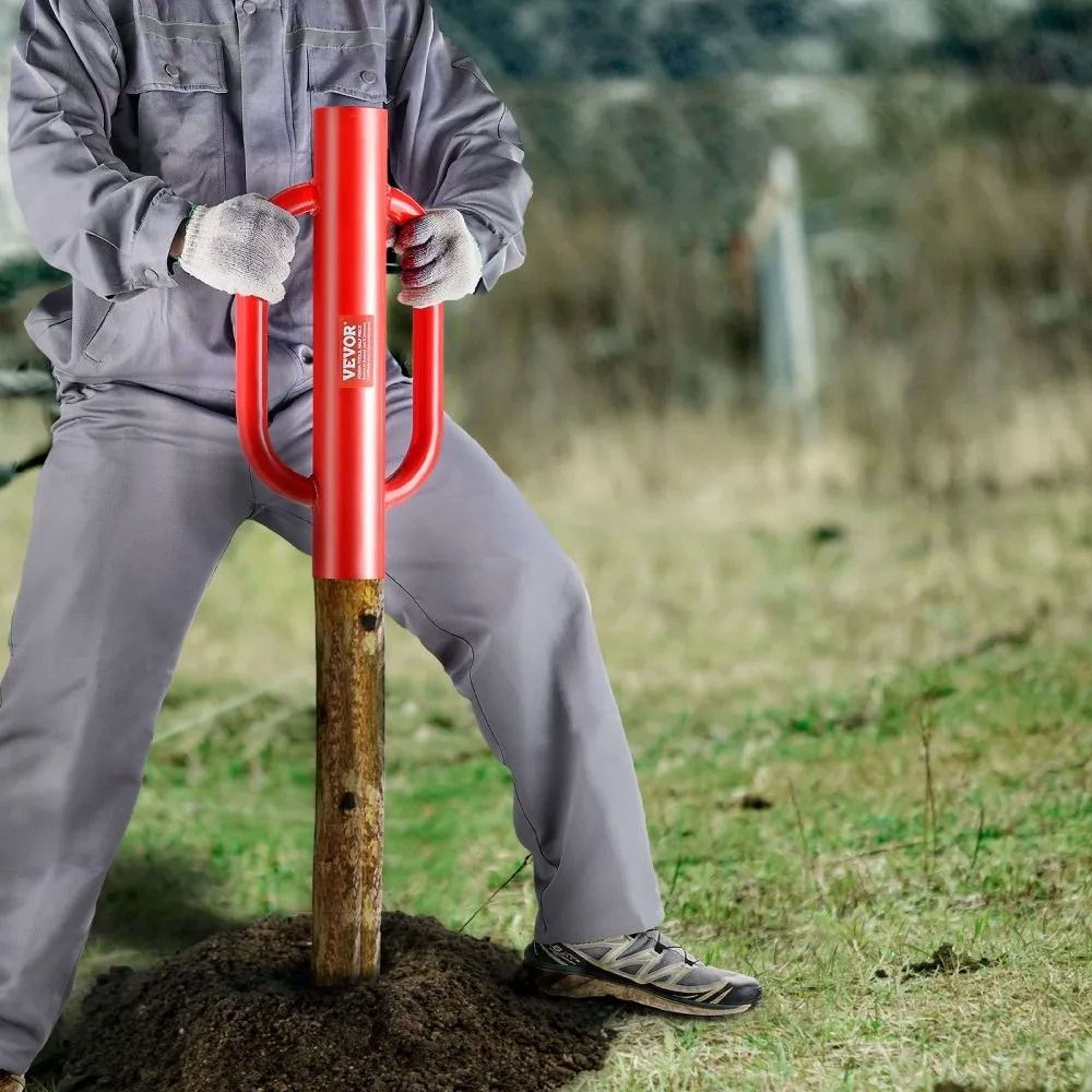 Heavy Duty Fence Post Driver With Handles 22 Lb Steel Post Pounder 4 In Inner Diameter 6