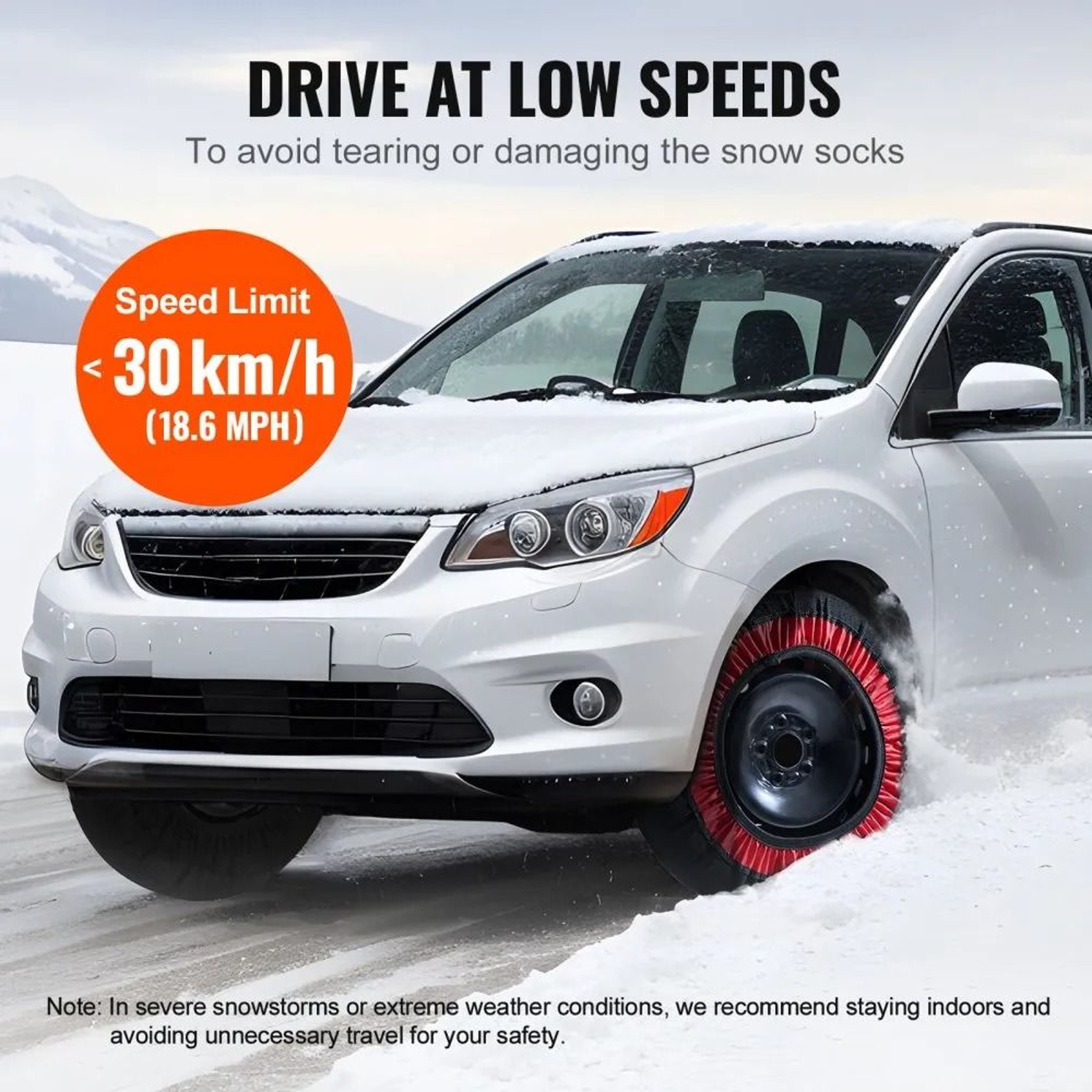 Thickened Snow Tire Socks Polyester Traction Covers With Elastic Straps Extra Large Pack Of 2 2